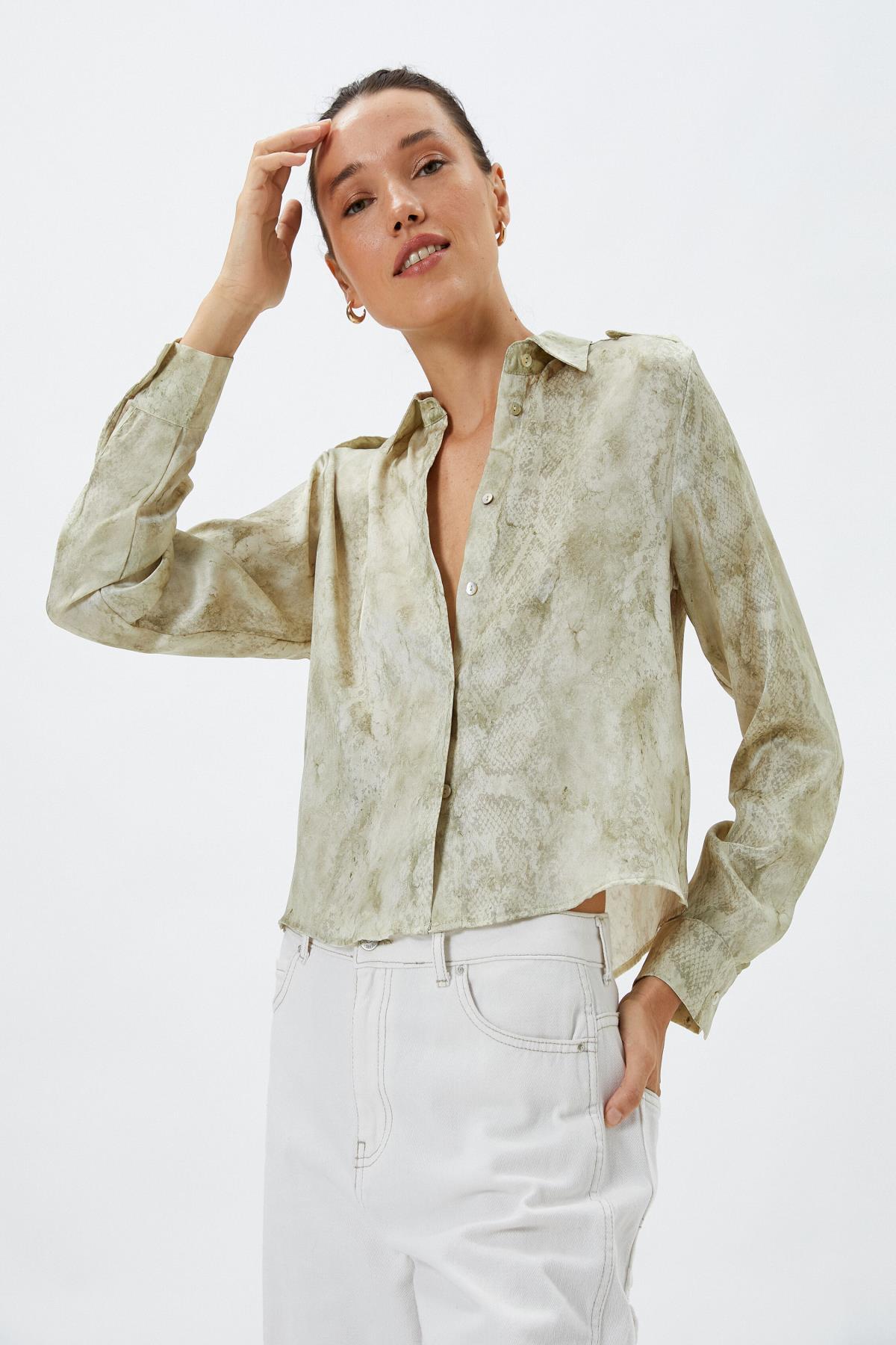 Levně Koton Green Patterned Women's Shirt