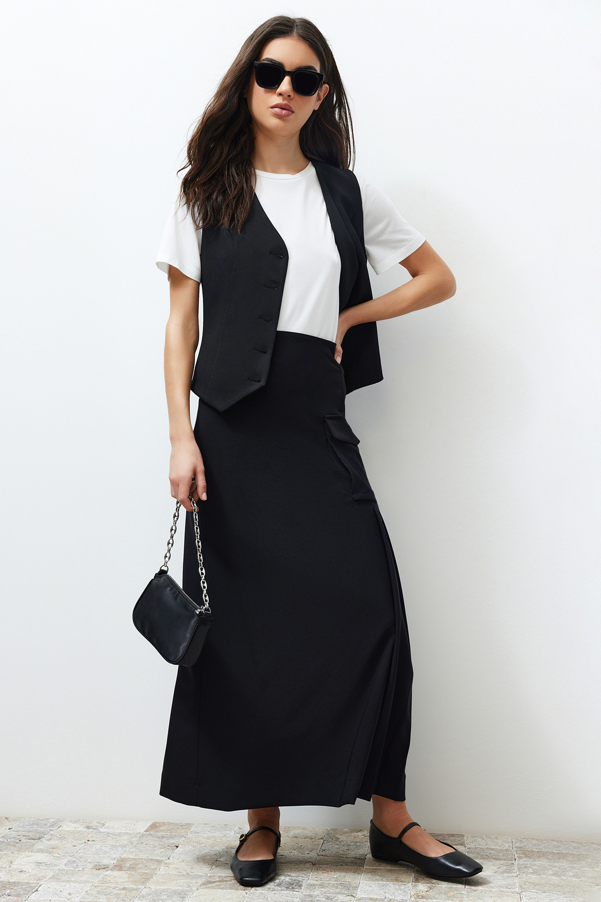 Trendyol Black Woven Fabric Long Skirt