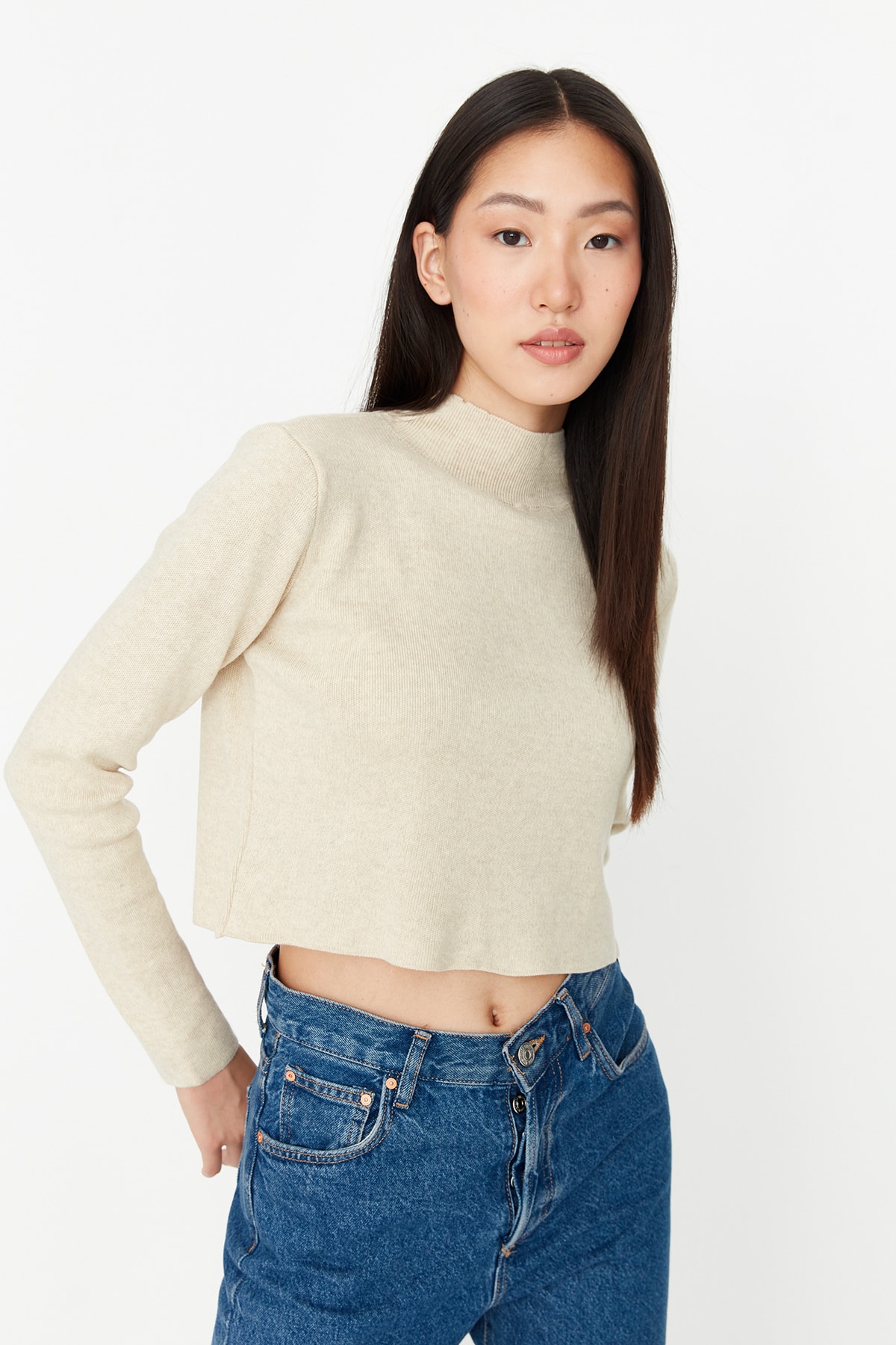 Trendyol Sweater - Beige - Regular fit