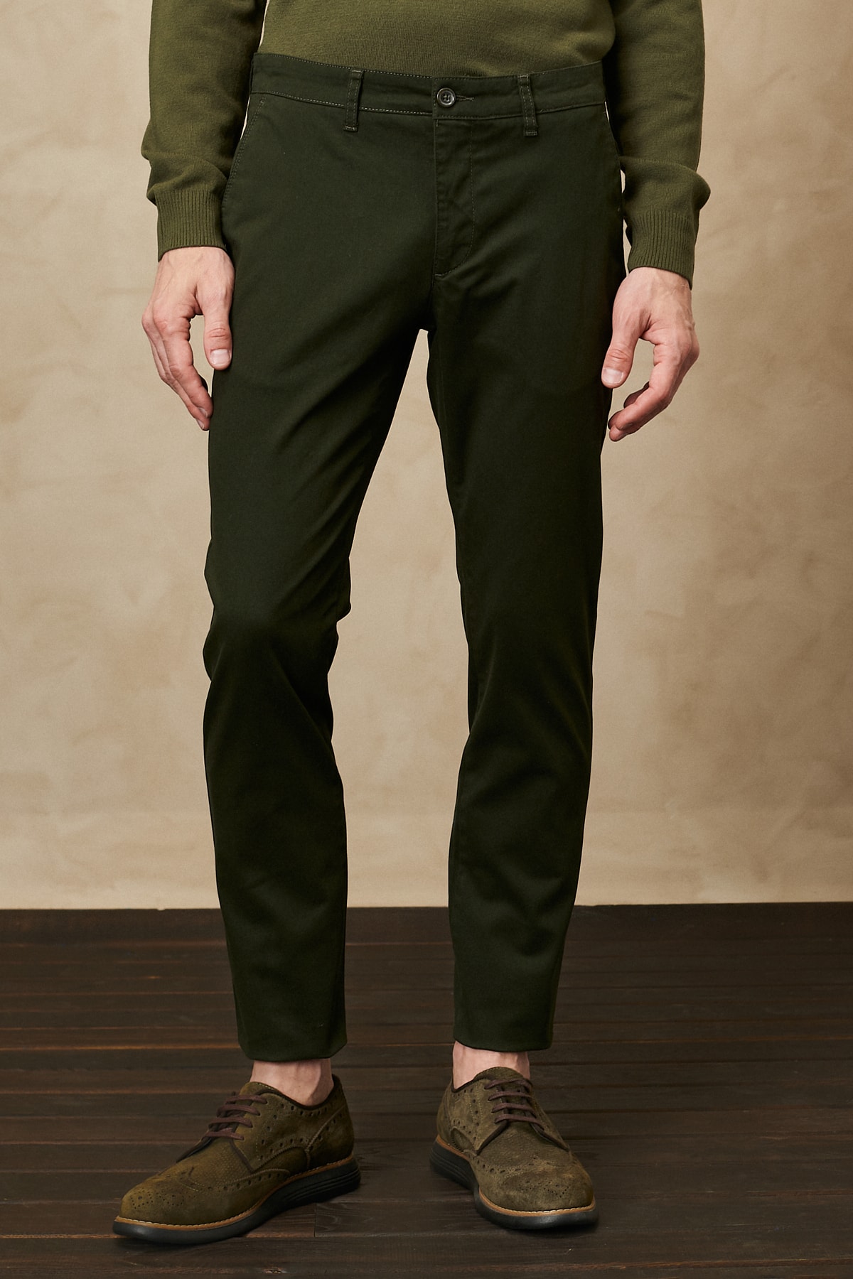ALTINYILDIZ CLASSICS Men's Khaki Slim Fit Slim Fit Flexible Chino Trousers