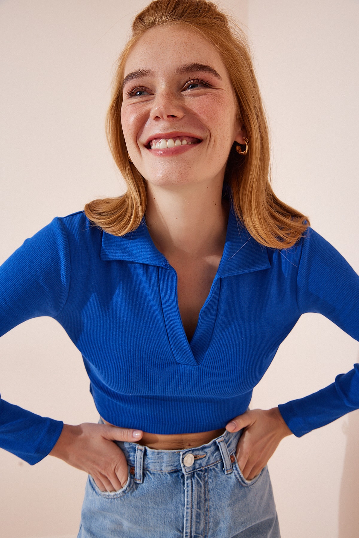 Happiness İstanbul Blouse - Blau - Fitted