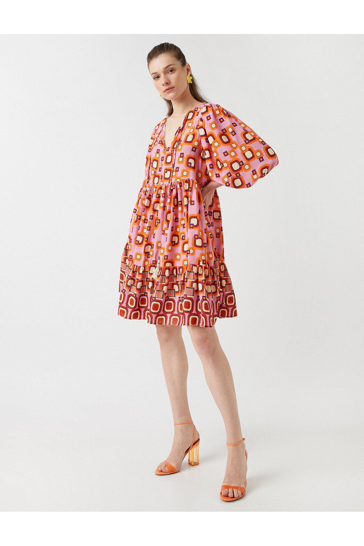 Koton Mini Balon Maneca Rochie Scurta