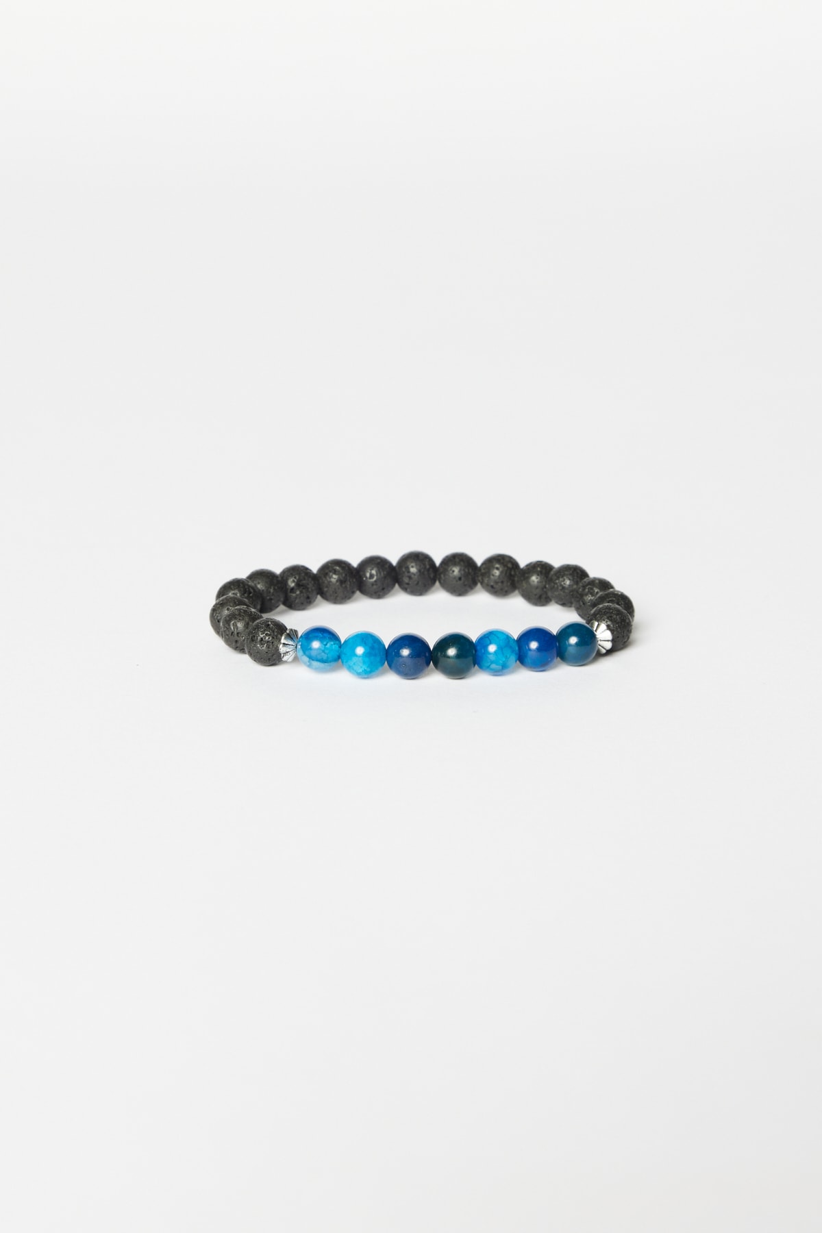 ALTINYILDIZ CLASSICS Men's Black-turquoise Natural Stone Bead Bracelet