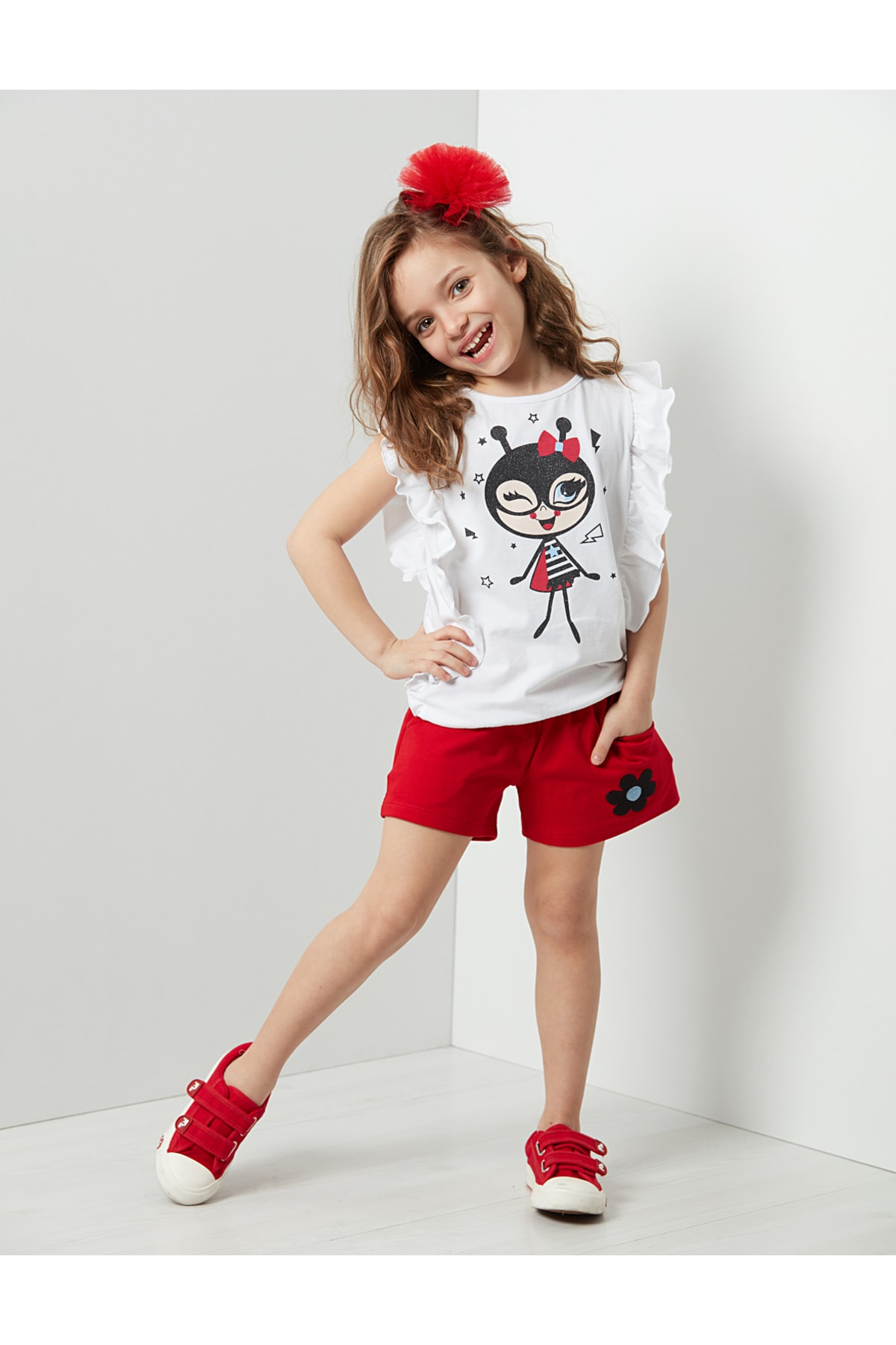 Levně Denokids Bug Love Girls T-shirt Shorts Set