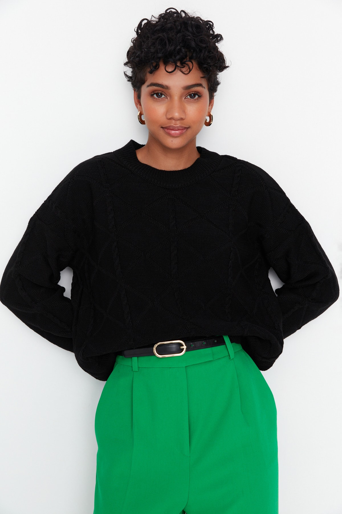 Trendyol Black Knit Detailed Knitwear Sweater