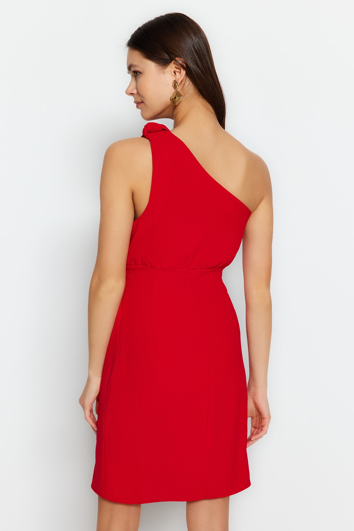 Trendyol Red Double Breasted Koven Knot Detailed Oven Dress