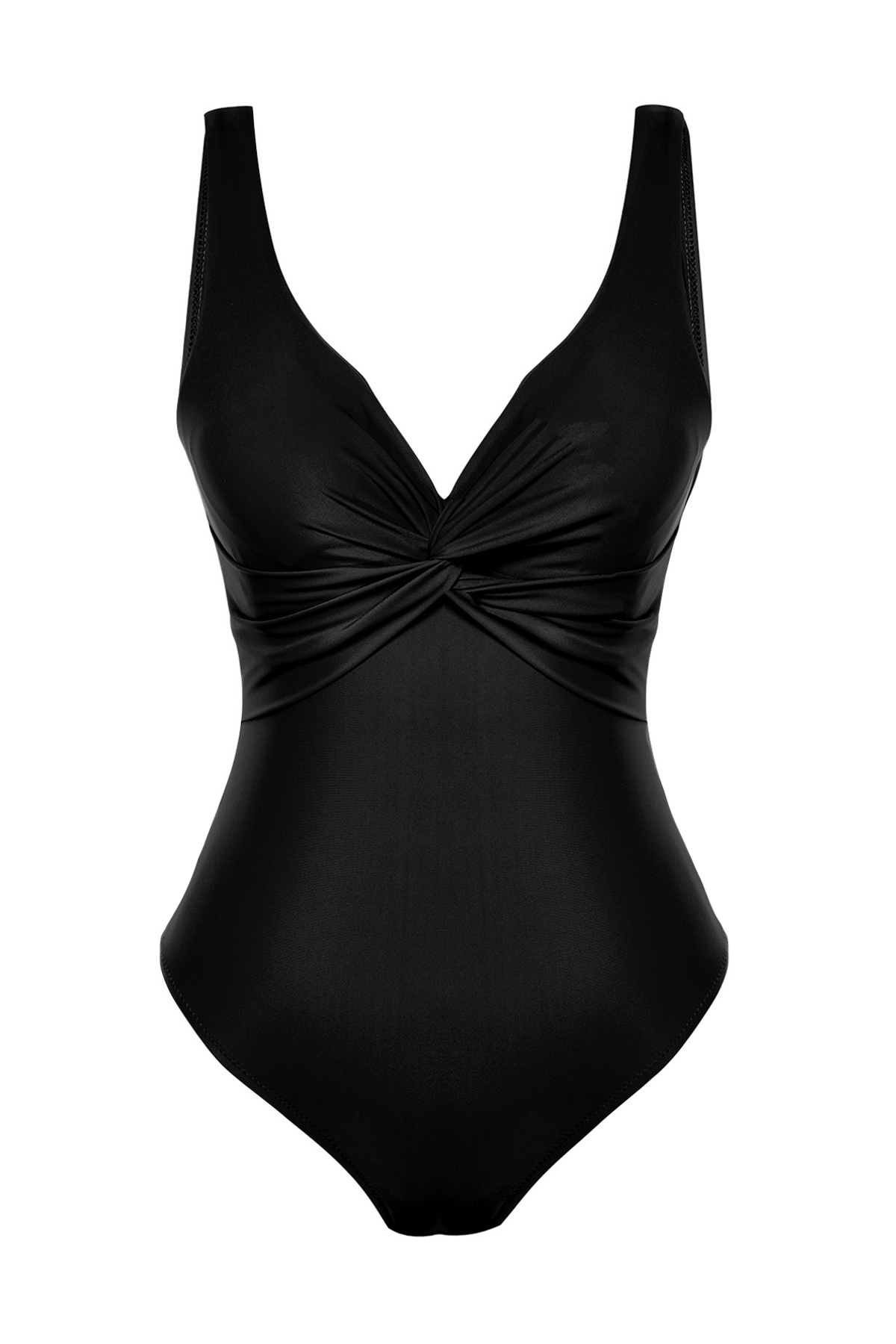 Trendyol Black V-Neck Knotted Regular Swimsuit