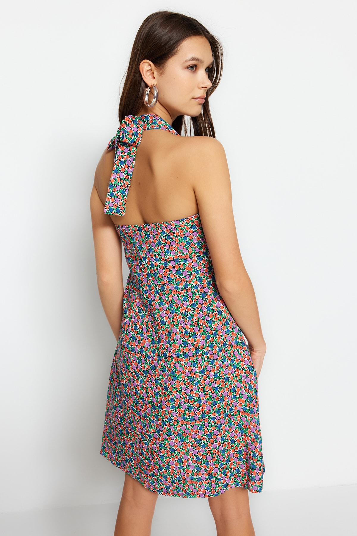 Rochie țesută Trendyol Multicolor Decollete