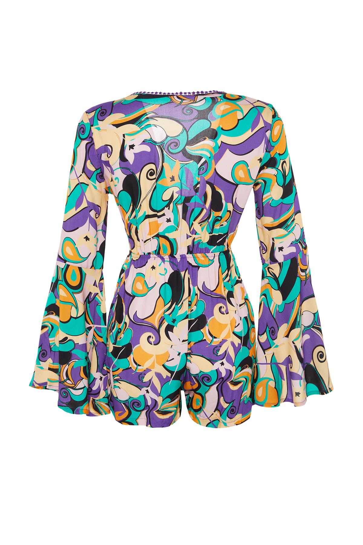 Trendyol Abstract Pattern Woven Stripe Accessorized Blouse, Short Set