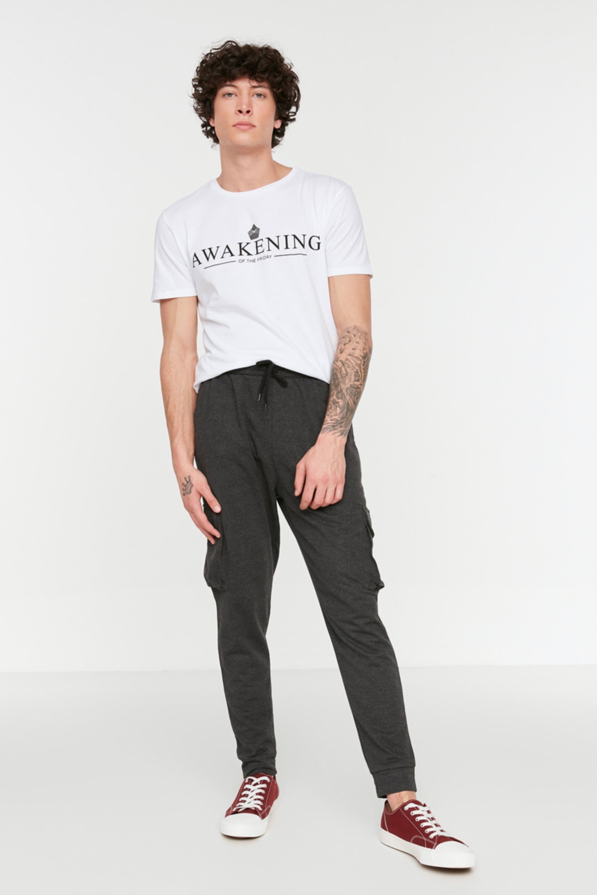 Trendyol Men's Gray Regular Fit Sweatpants with Cargo Pocket