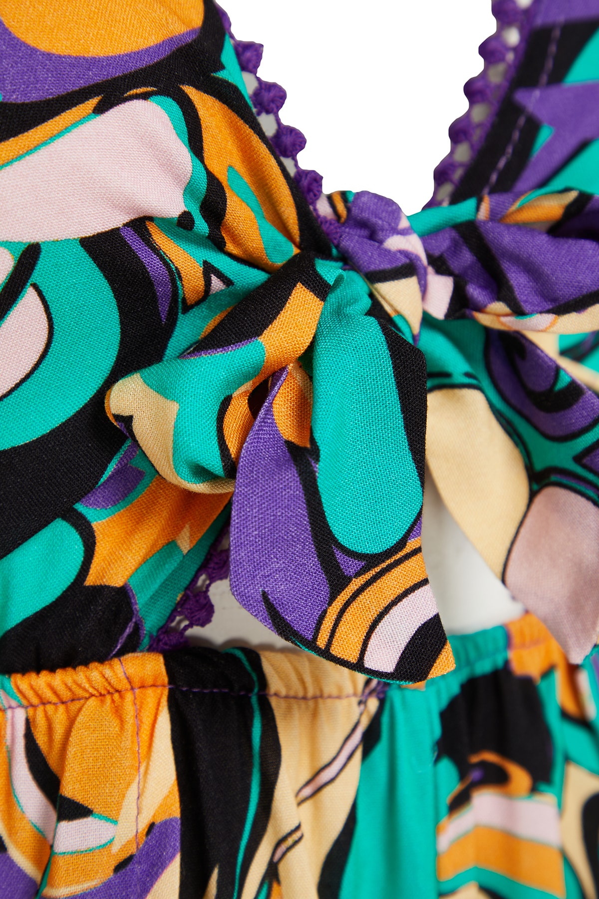 Trendyol Abstract Pattern Woven Stripe Accessorized Blouse, Short Set