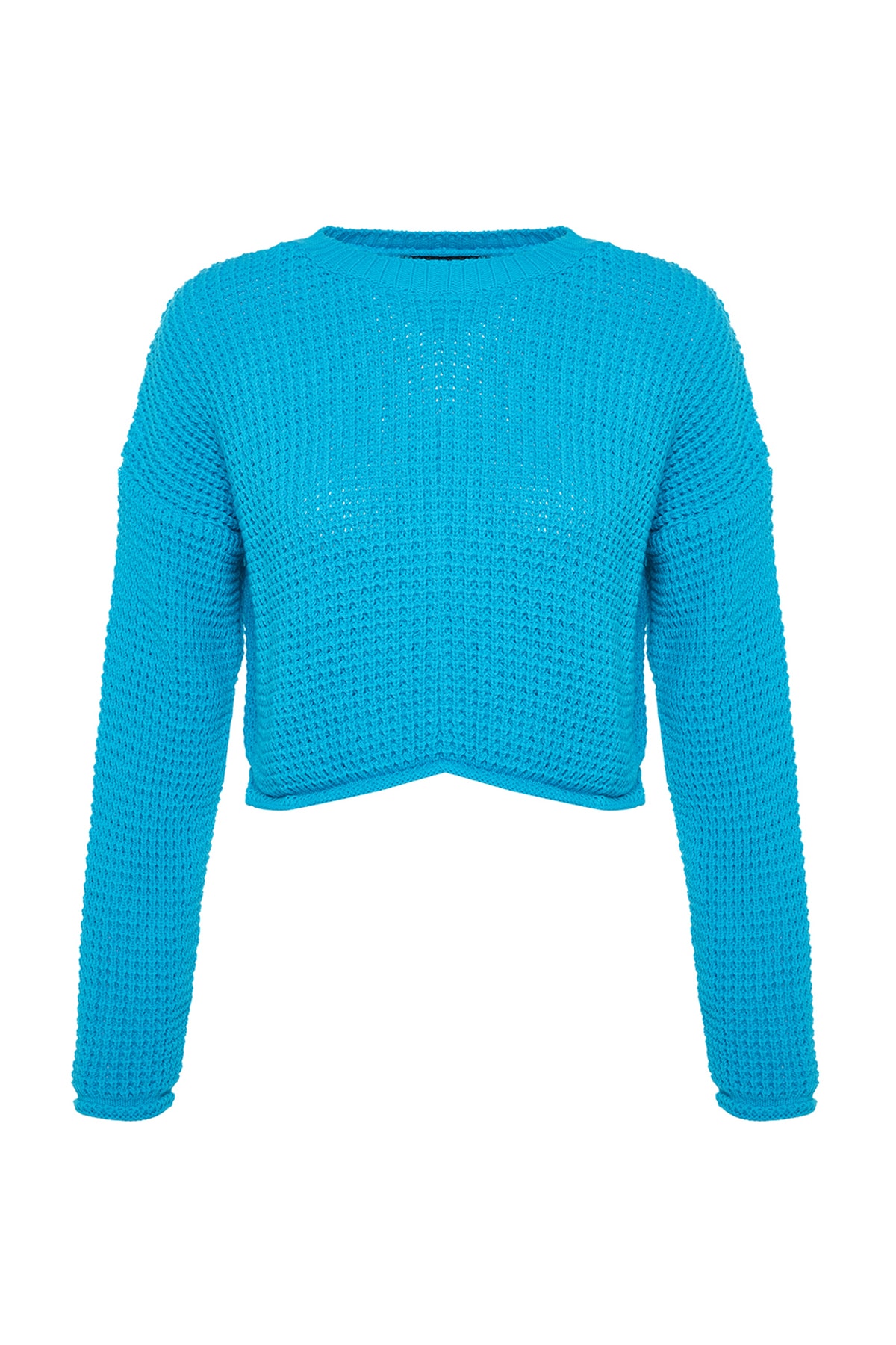 Trendyol Light Blue Crop Knitwear Sweater