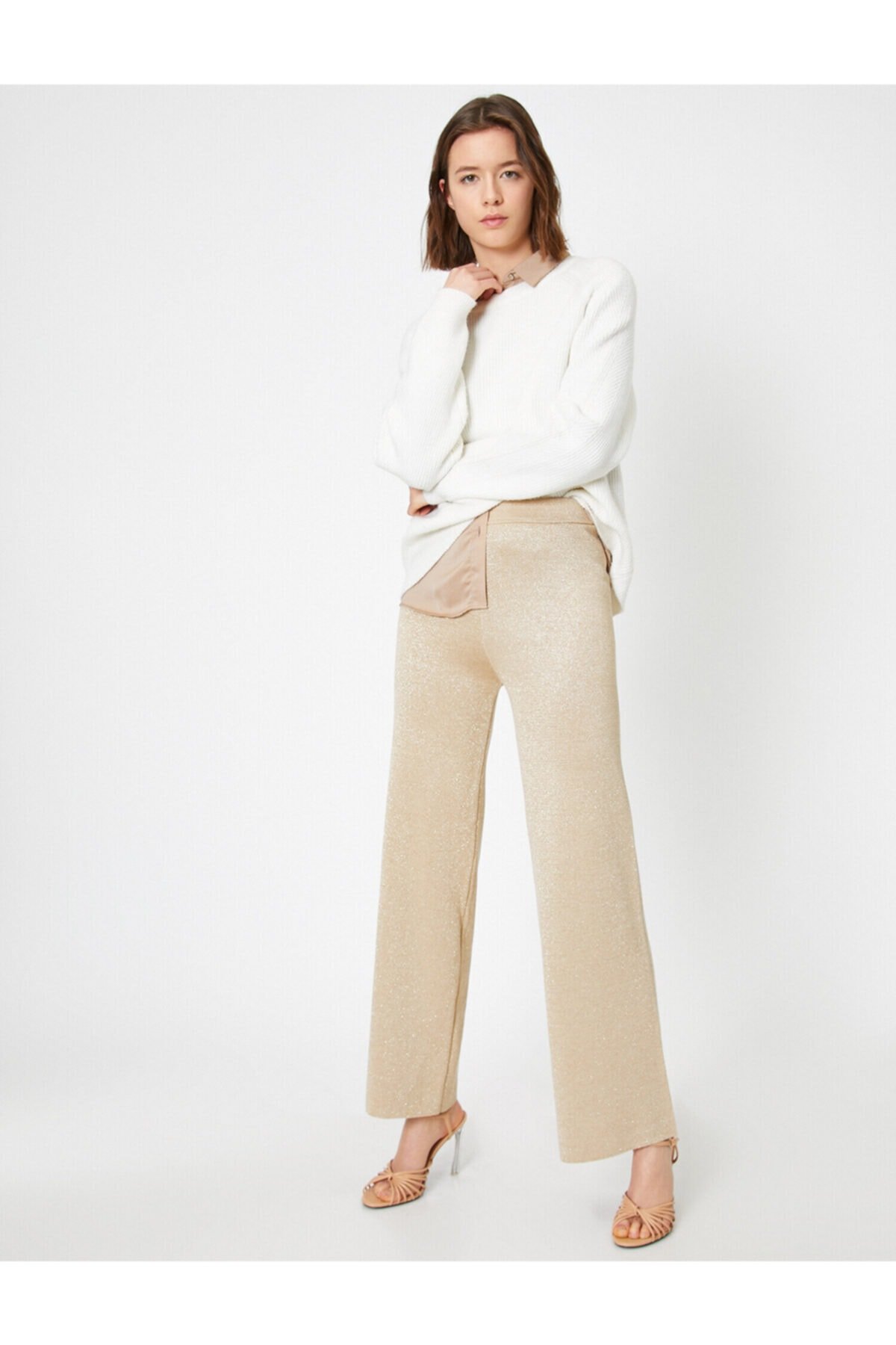 Levně Koton Shimmer Detailní pletené kalhoty