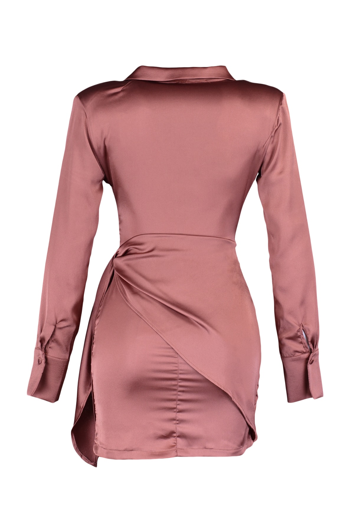 Trendyol Cinnamon Tie Rochie de seară detaliată din satin