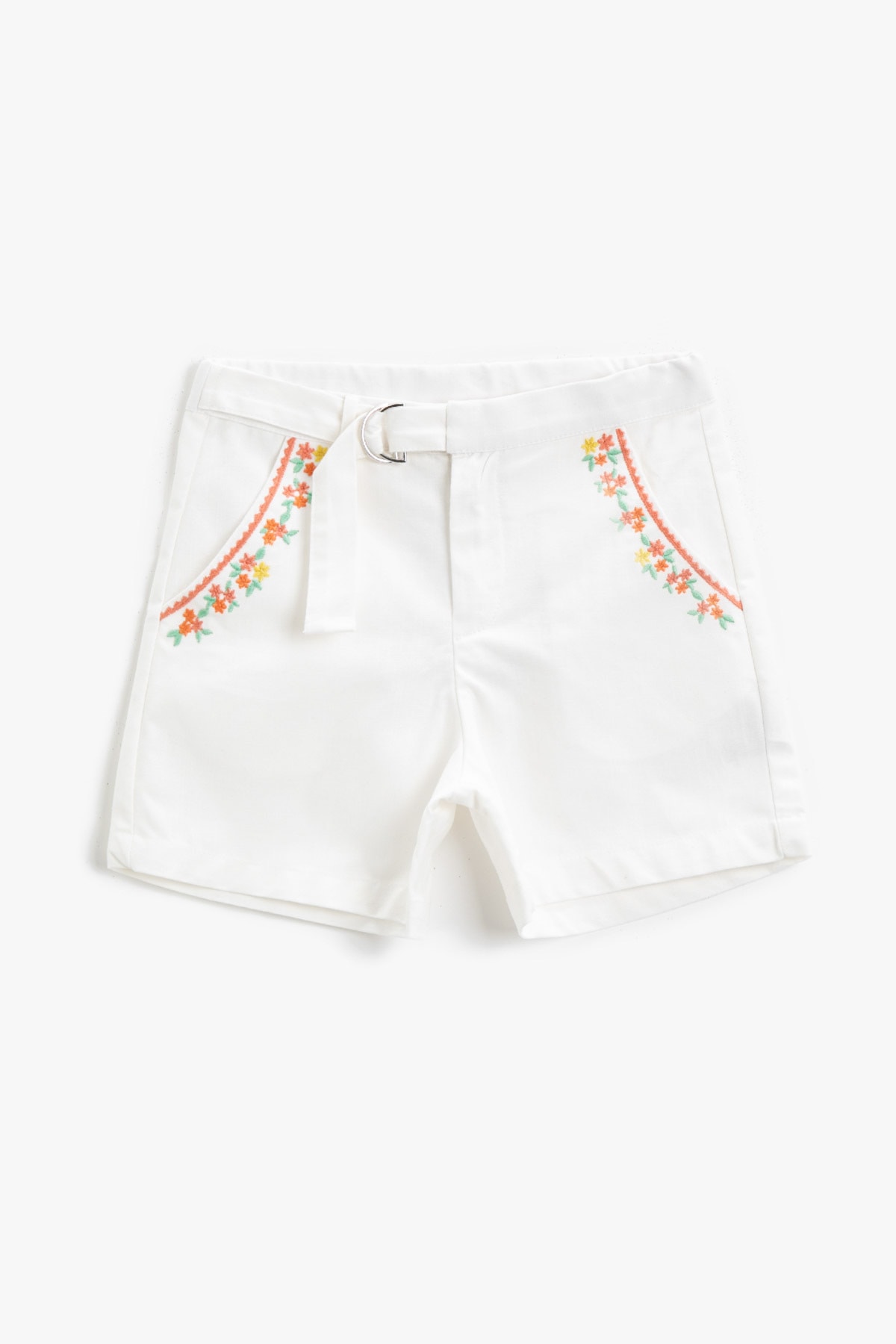 Levně Koton Girl's Ecru Pocket Detailed Shorts Cotton