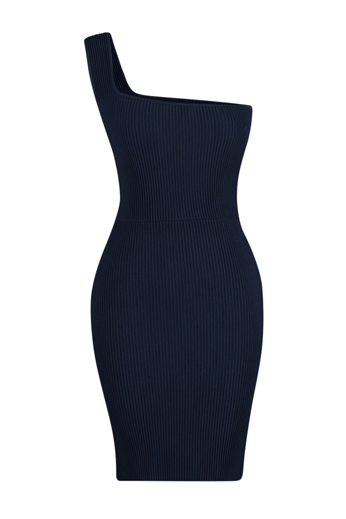 Trendyol Navy Blue Mini Knitwear One Shoulder Dress