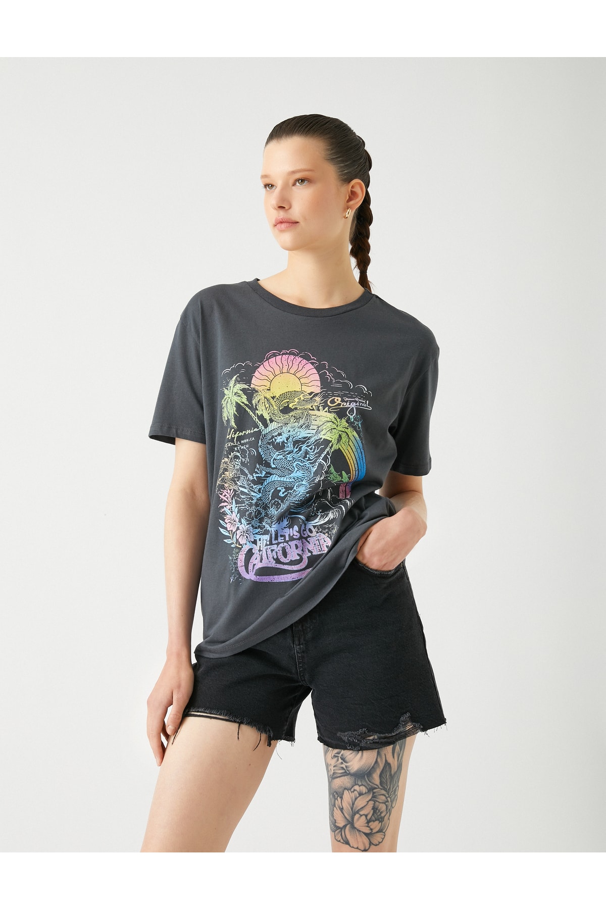 Koton T-Shirt - Gray - Regular fit