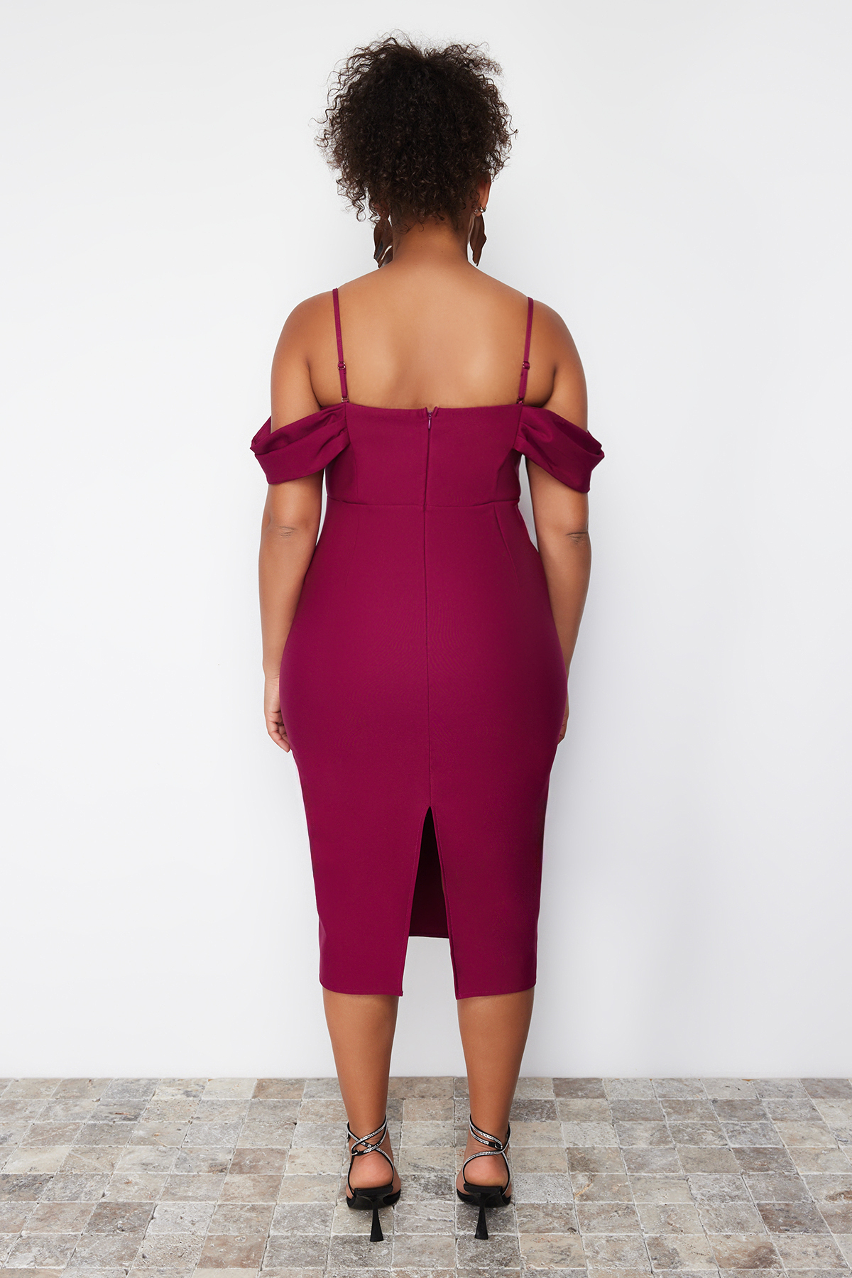 Trendyol Curve Purple Finike Woven Plus Size Dress
