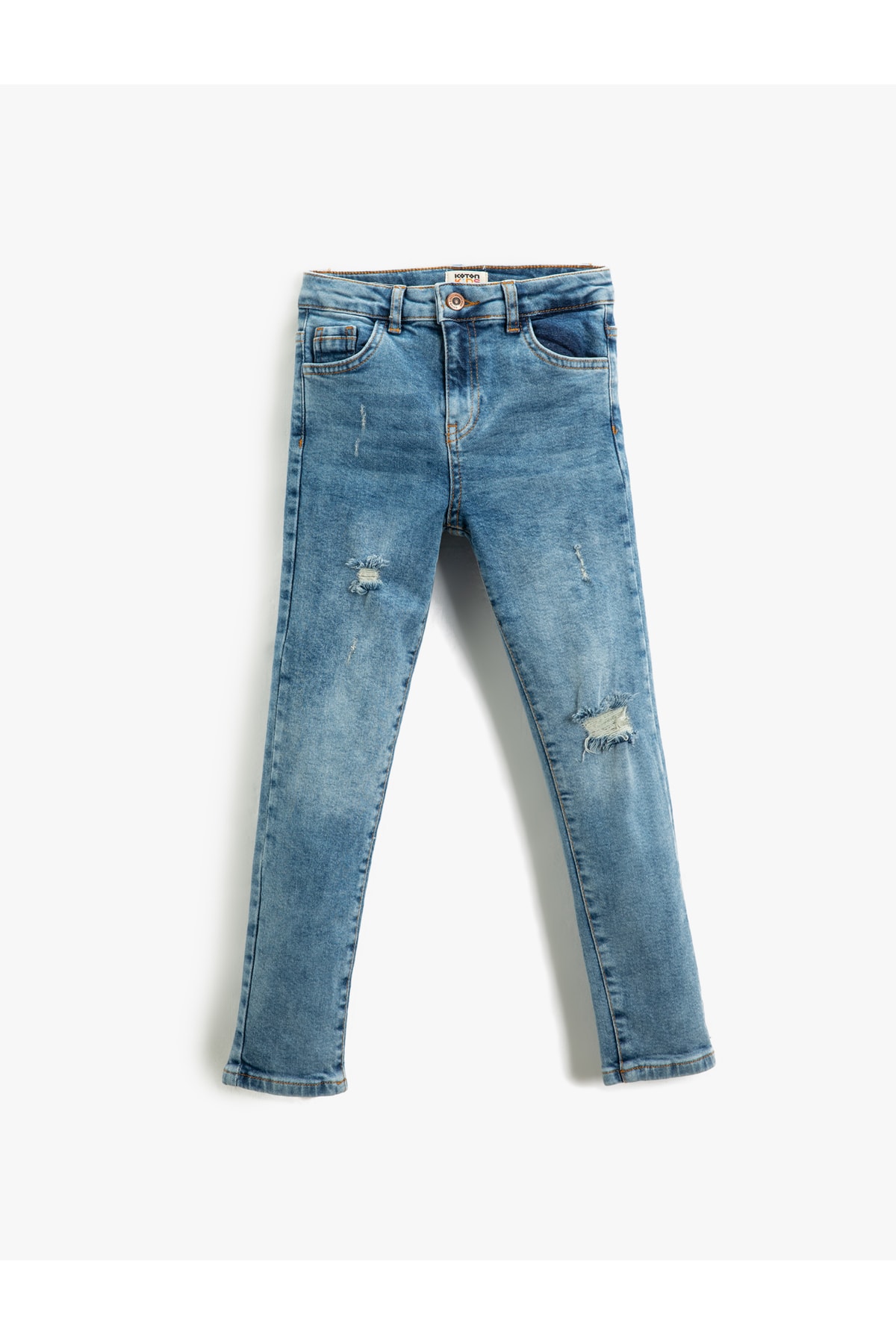 Levně Koton Denim Trousers Worn Detailed Cotton Slim Jeans with an Adjustable Elastic Waist.