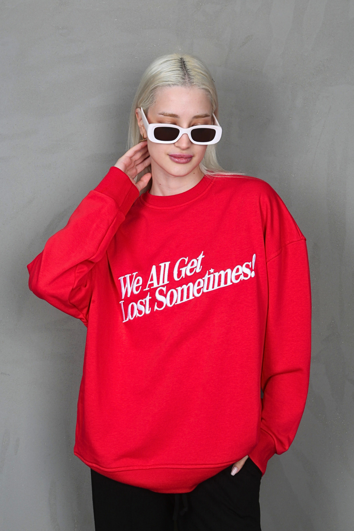 Levně Madmext Red Printed Sweatshirt