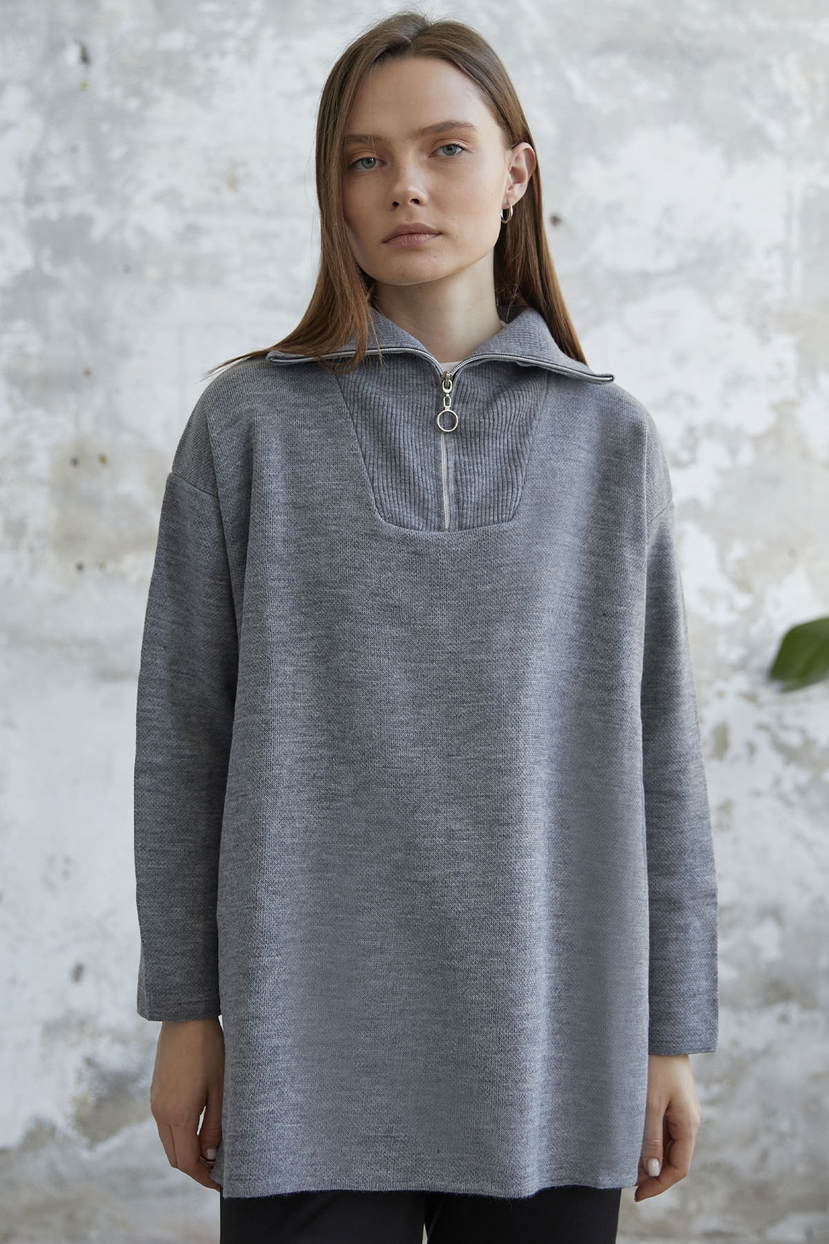 InStyle Remy Zipper Knitwear Sweater - Gray