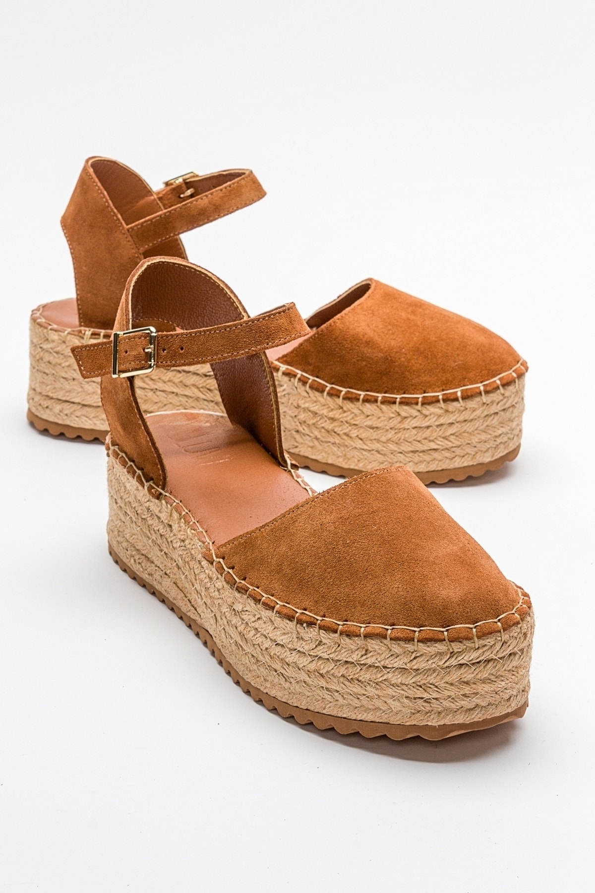 Levně LuviShoes VIBA Camel Genuine Leather Women Sandals