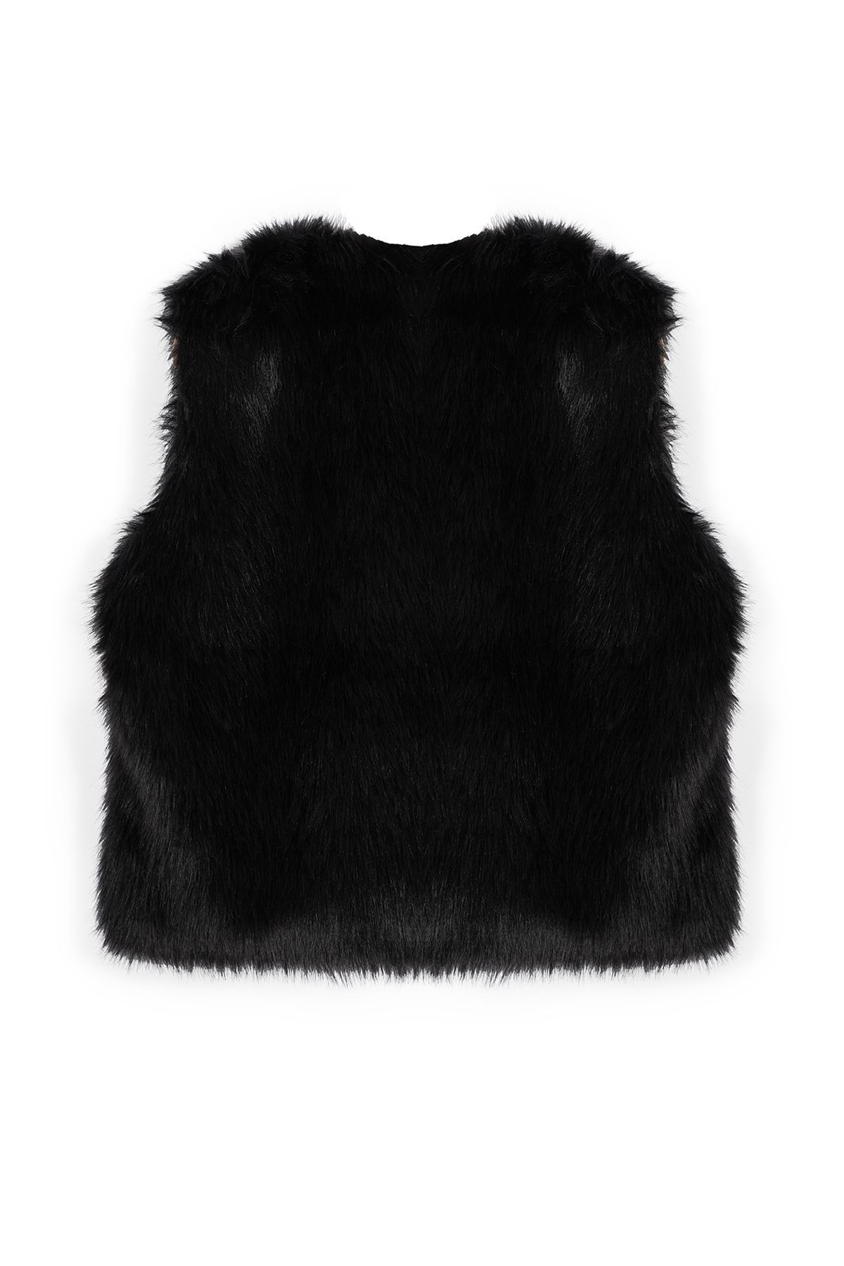 Trendyol Black Oversize Winter Fur Vest