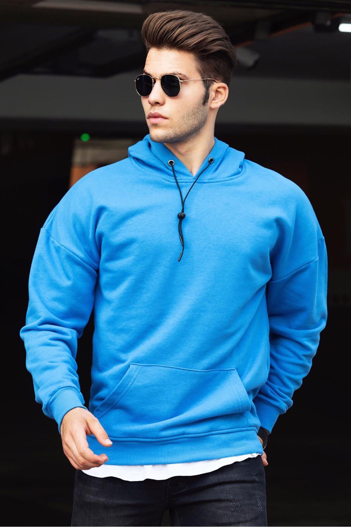 Levně Madmext Men's Basic Saks Hooded Sweatshirt 4764