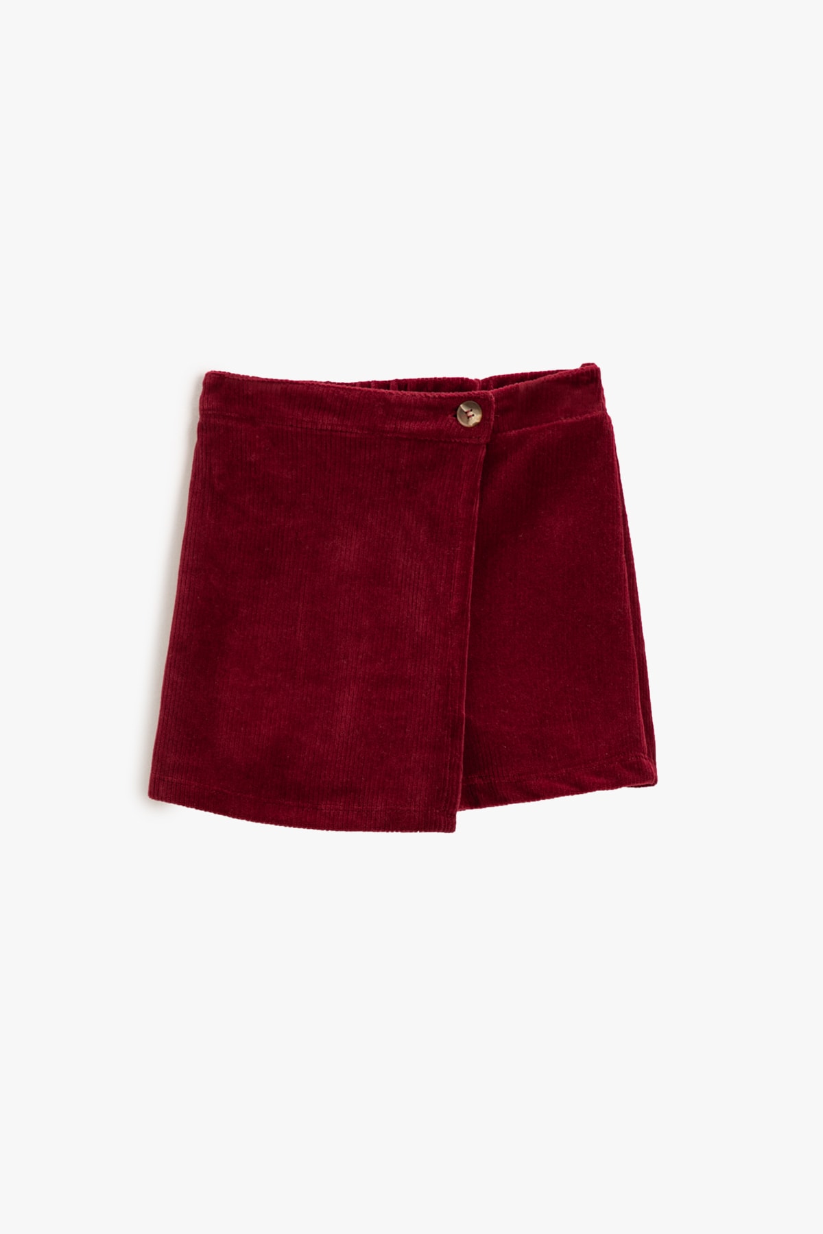 Koton Basic Corduroy Corduroy Shorts Skirt with Button Detail.
