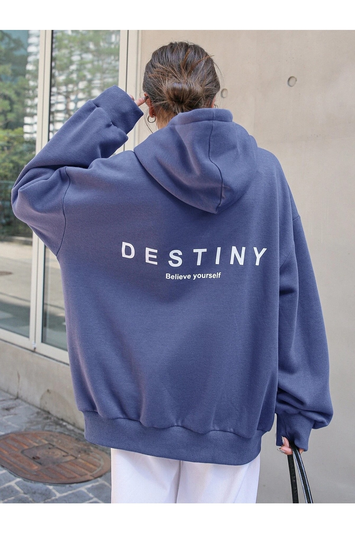 Levně Know Destiny Design Printed Sweatshirt Indigo Blu