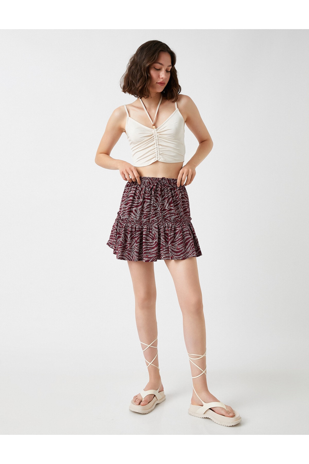 Koton Mini Shorts Skirt Zebra Patterned