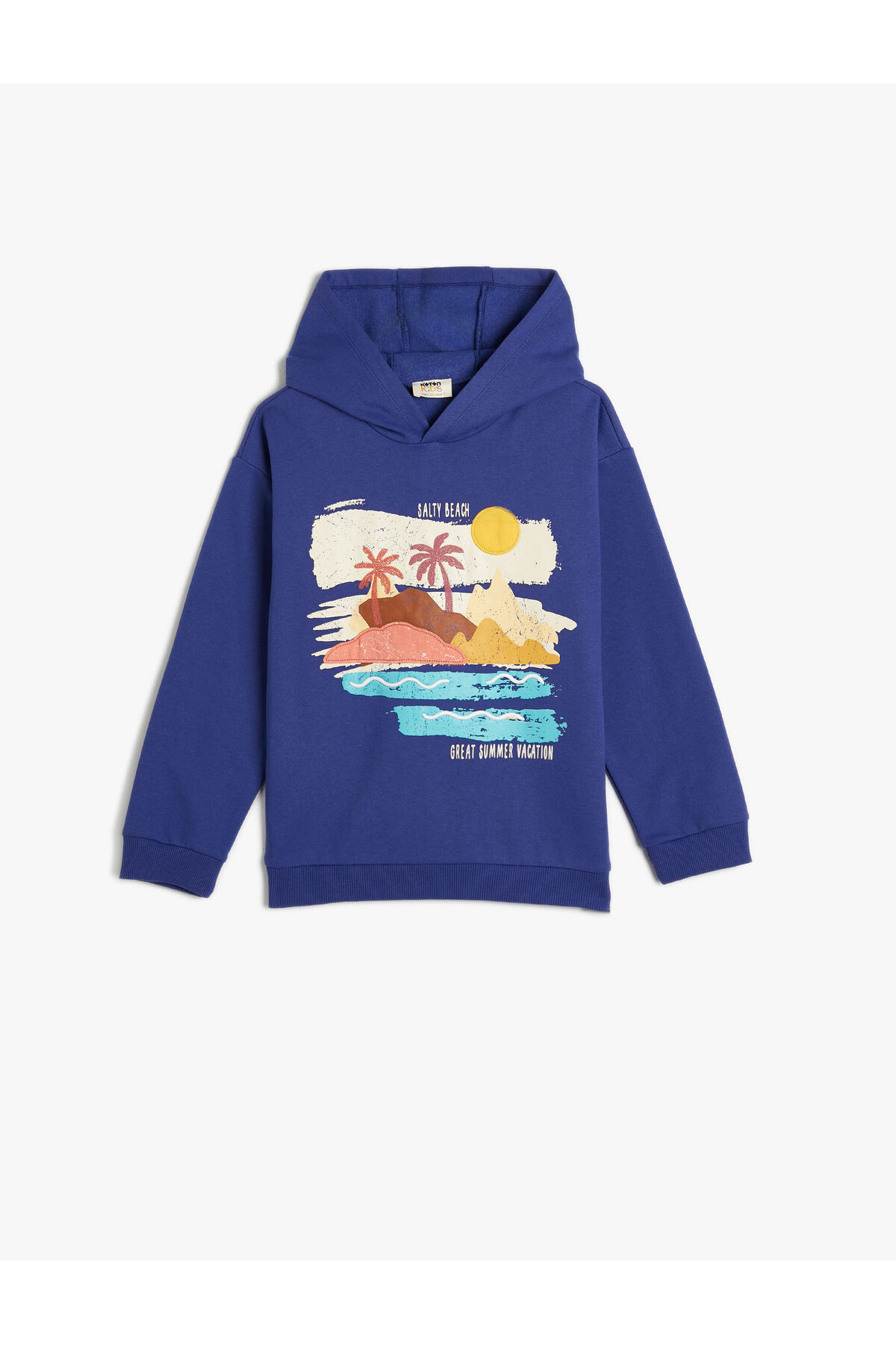 Levně Koton Hooded Sweatshirt Long Sleeve Tropical Printed Tiered