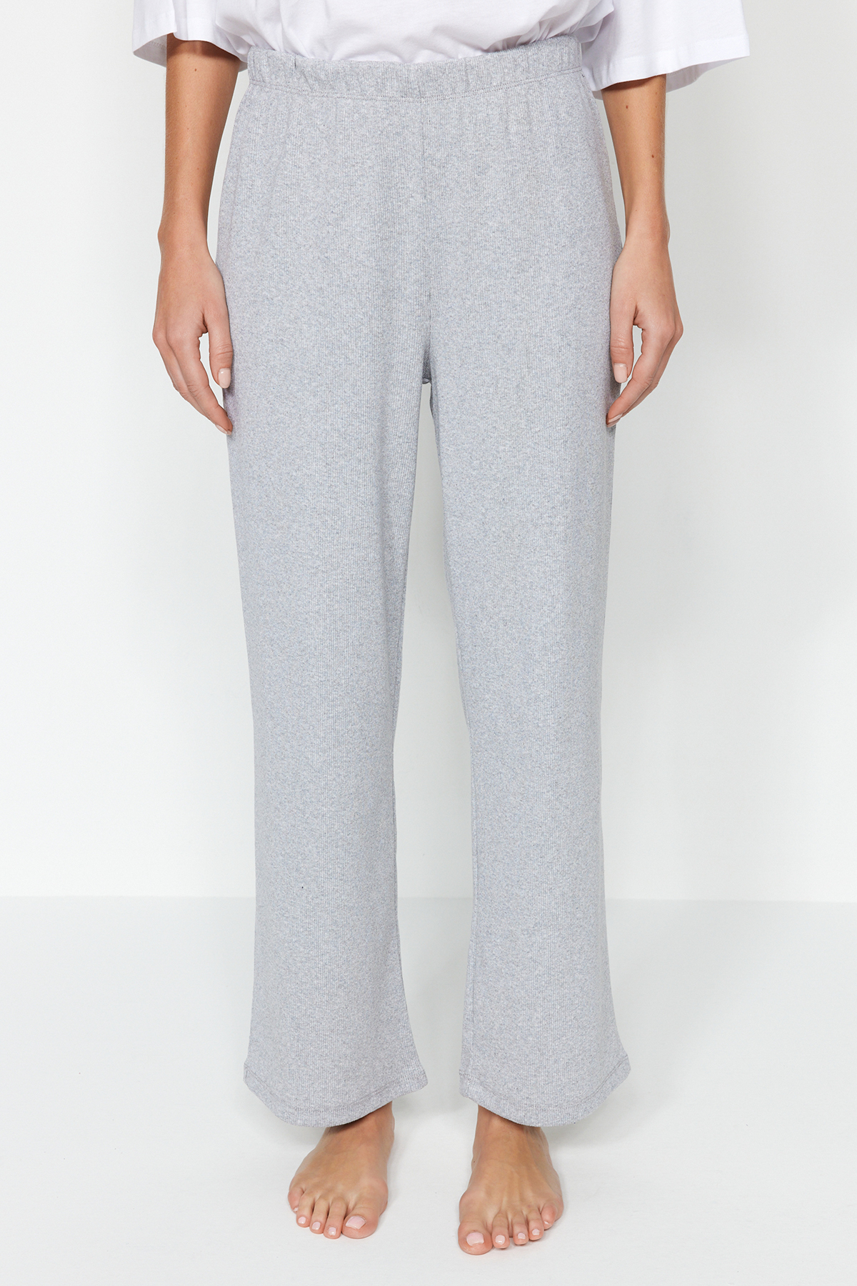 Trendyol Grey-Anthracite 2 Pack Corded Cotton Knitted Pajama Bottoms