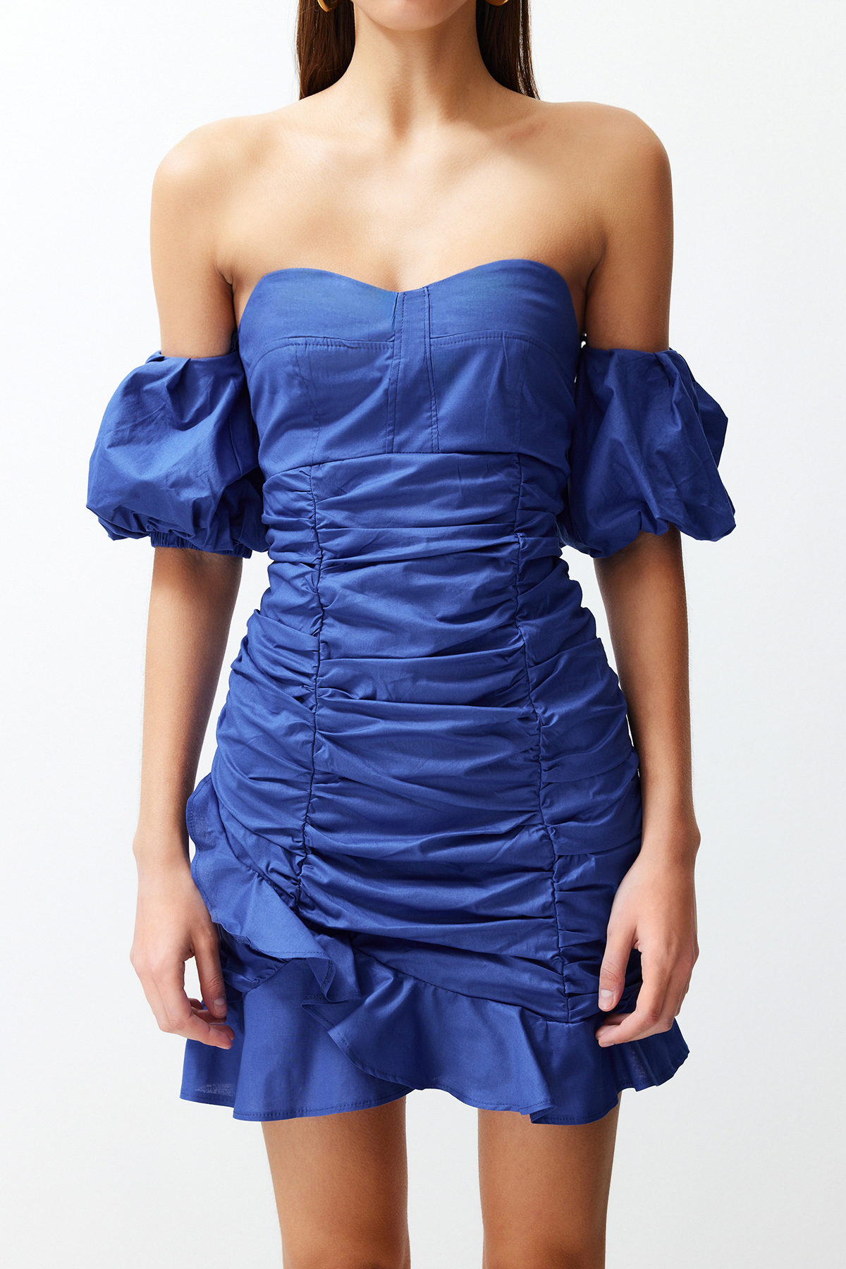 Trendyol Blue Ediție limitată drapată Mini Poplin rochie țesută rochie țesută