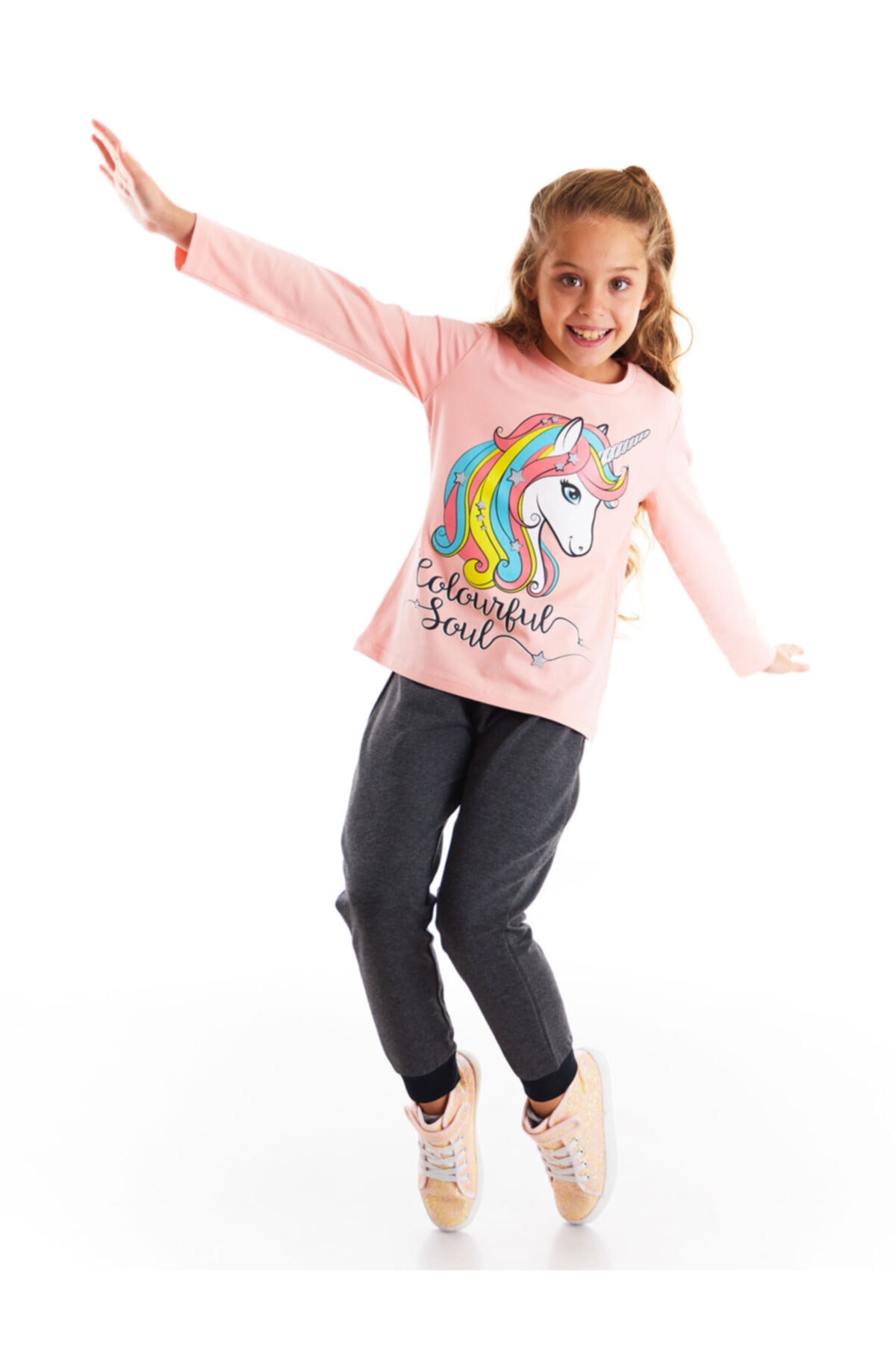 Levně Mushi Colorful Unicorn Girls T-shirt Trousers Set
