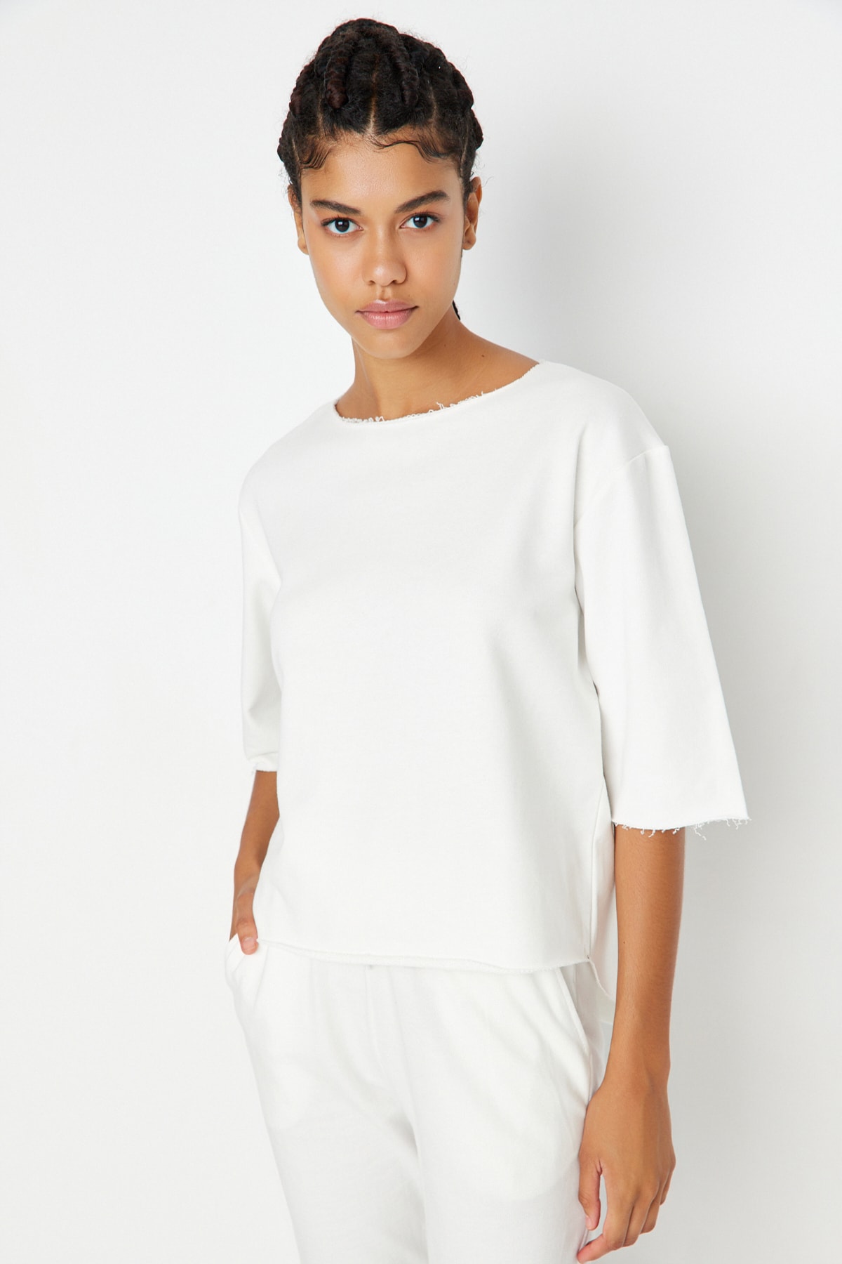 Trendyol Sweatshirt - Ecru - Regular fit