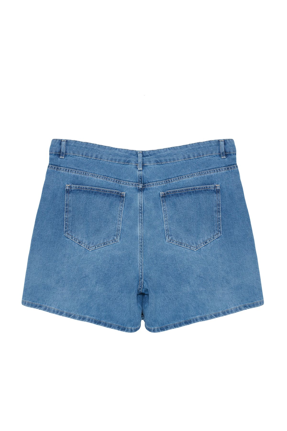 Trendyol Curve Blue Slit Denim Shorts Skirt
