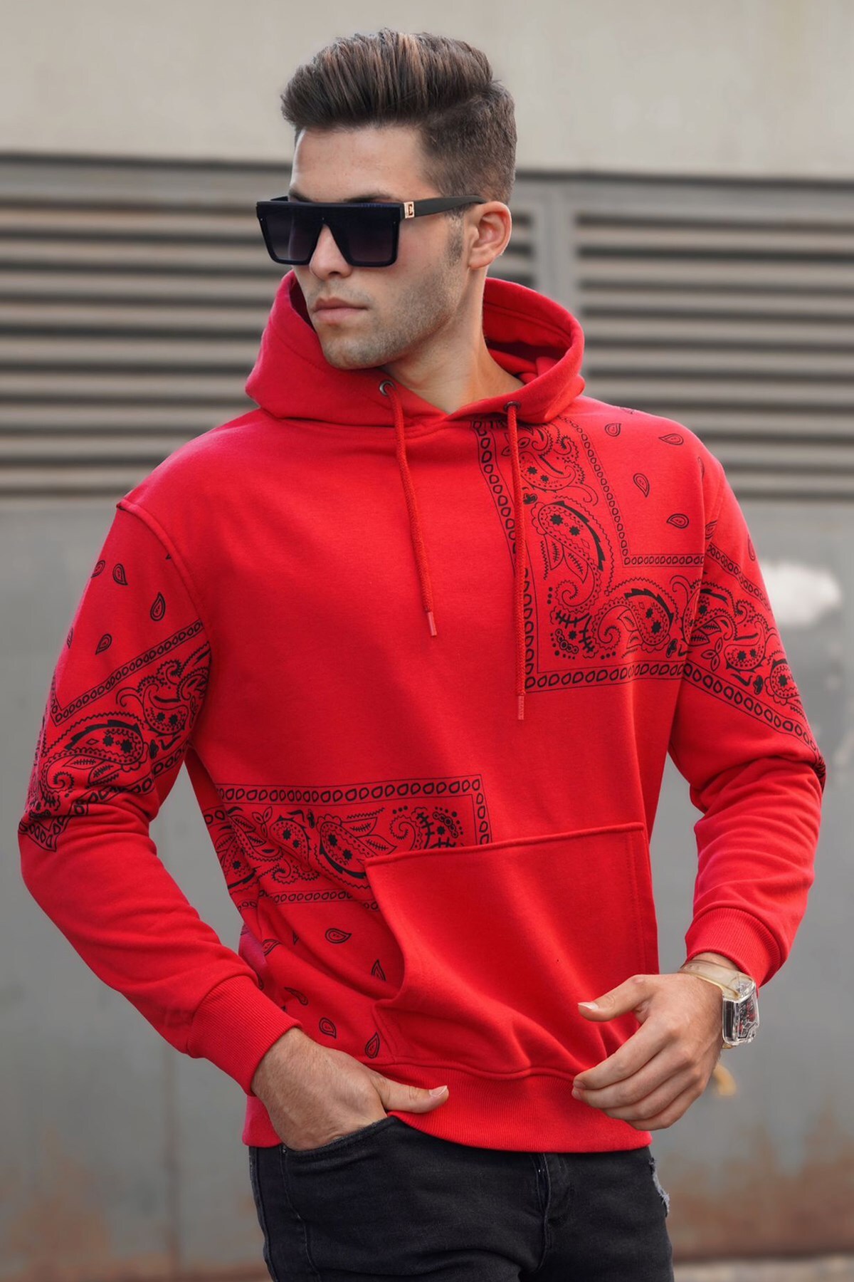Levně Madmext Red Printed Men's Sweatshirt 5299