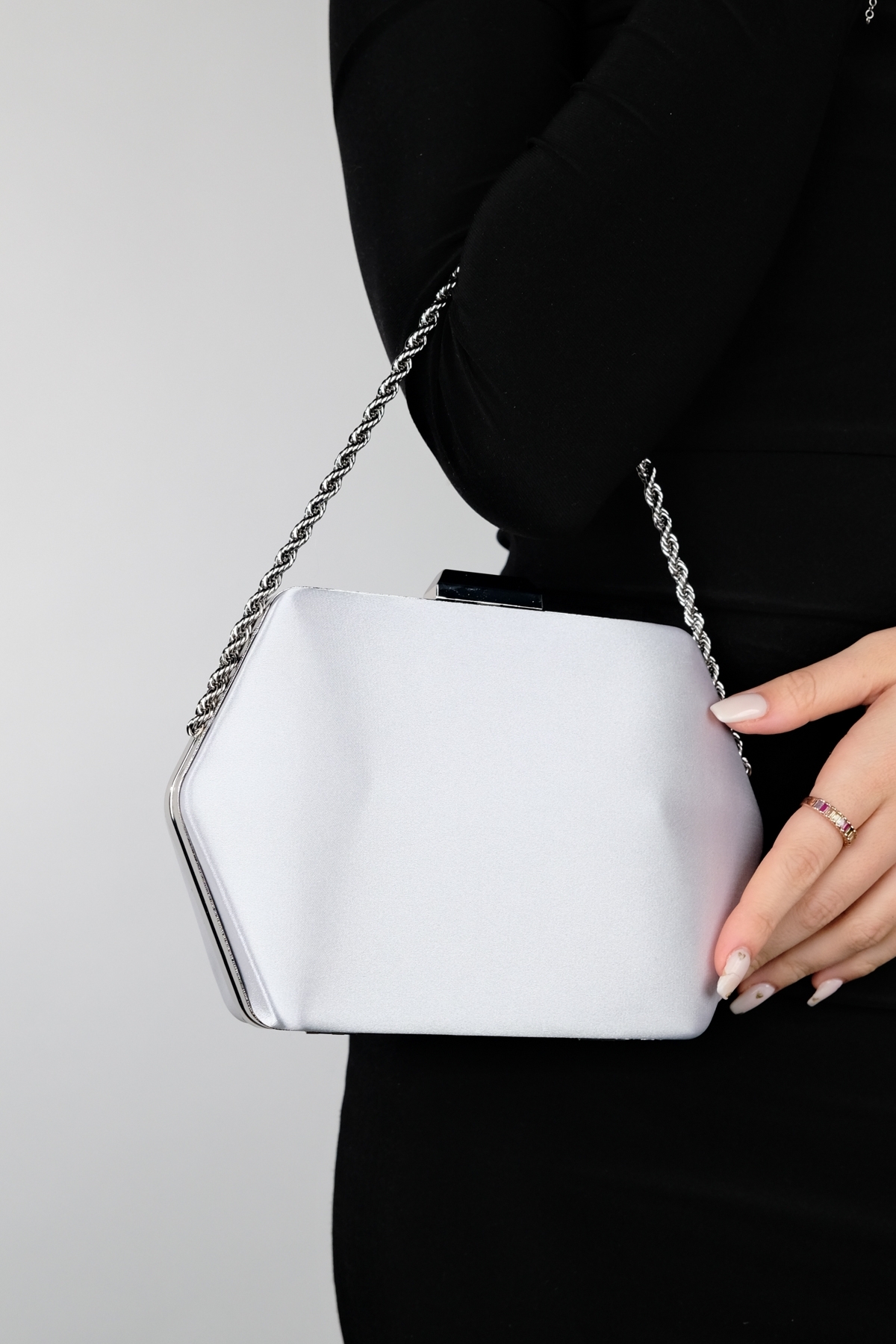 Levně LuviShoes CUARTO Gray Satin Women's Handbag
