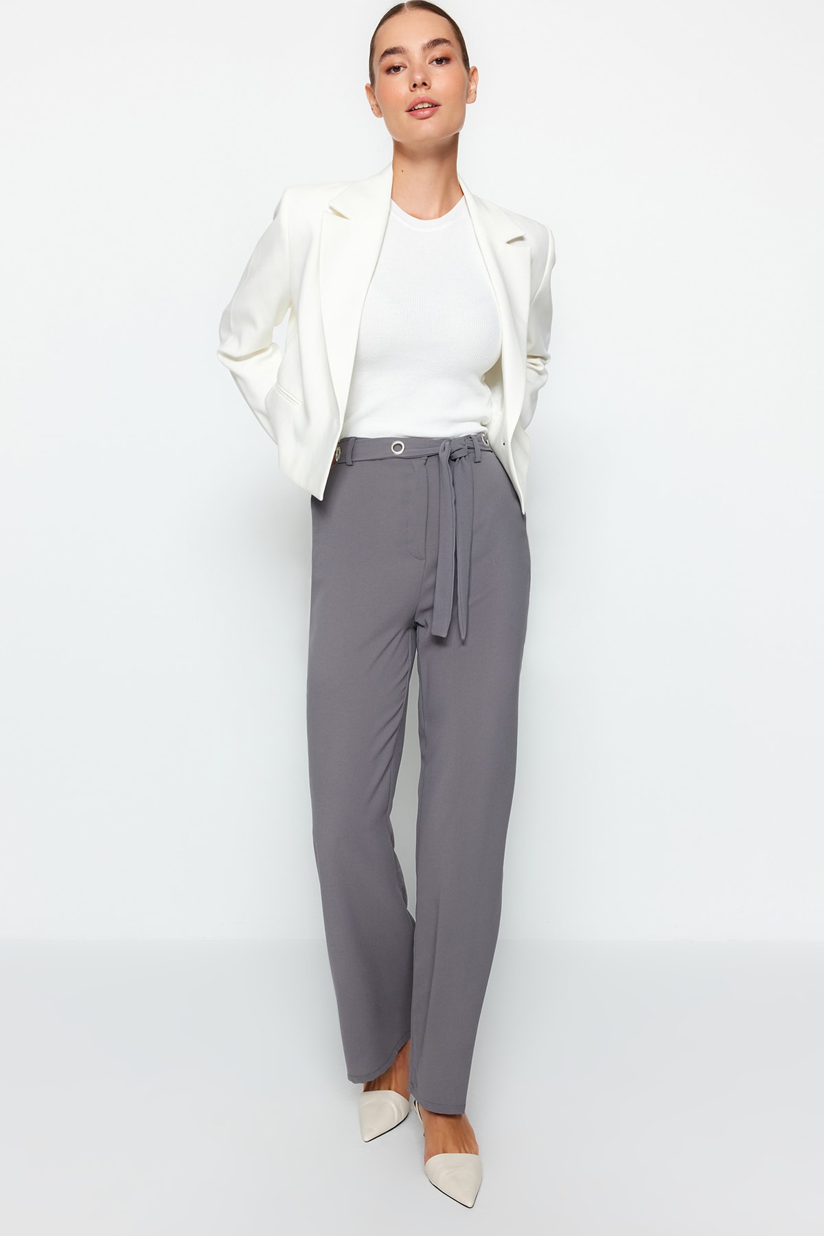 Trendyol Pants - Gray - Straight