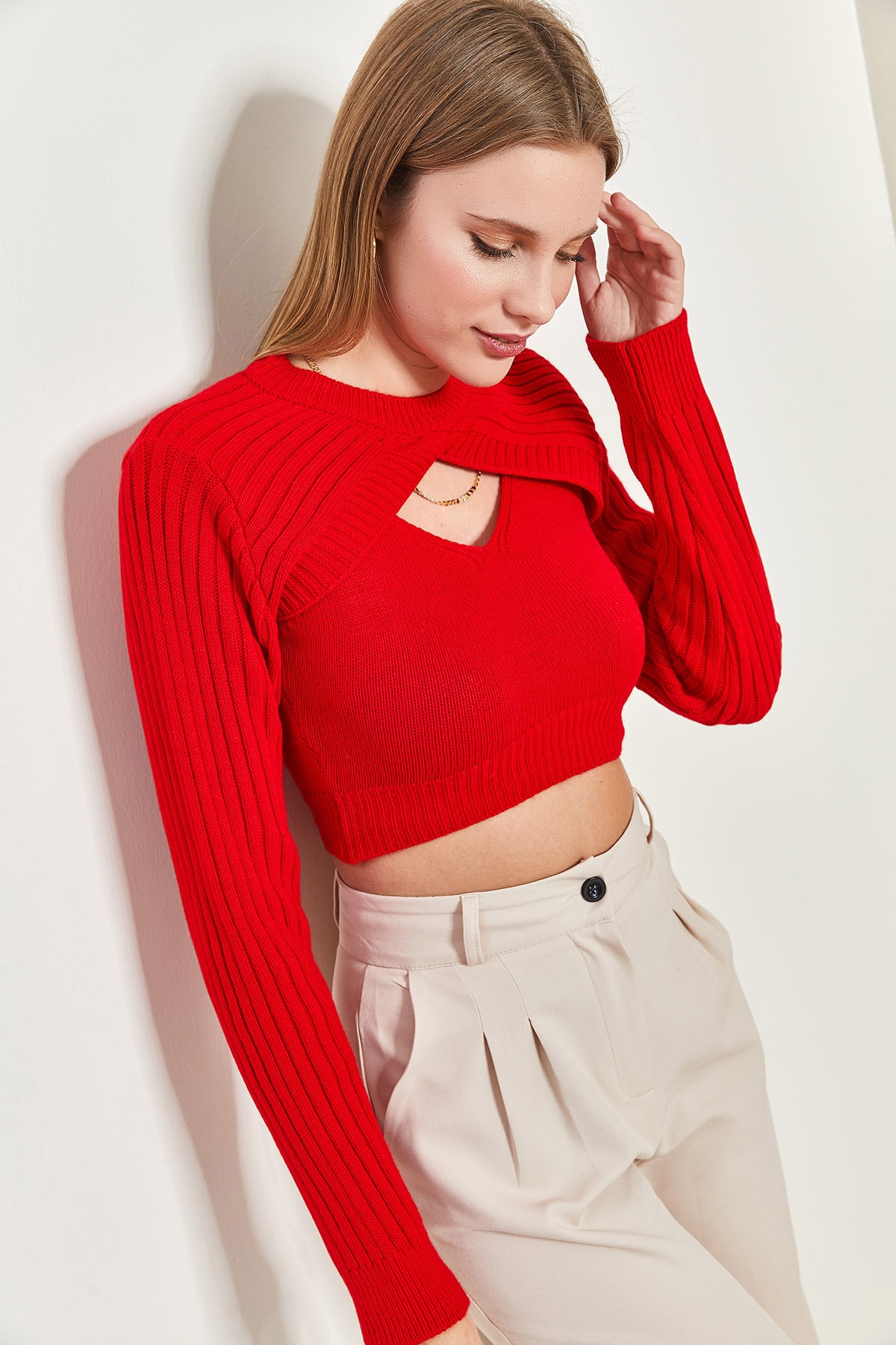 Bianco Lucci Women's Knitwear Undershirt Crop Set