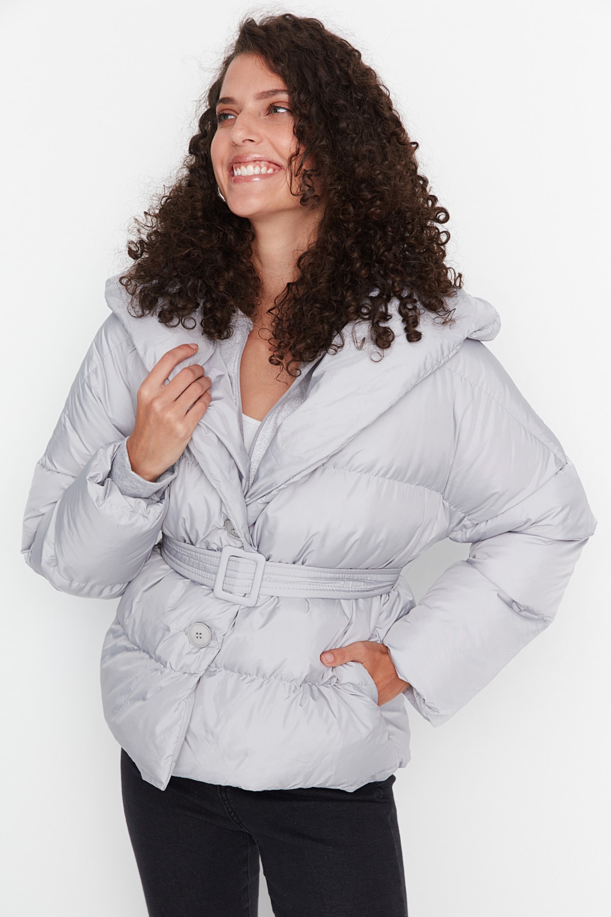 Trendyol Winter Jacket - Gray - Puffer