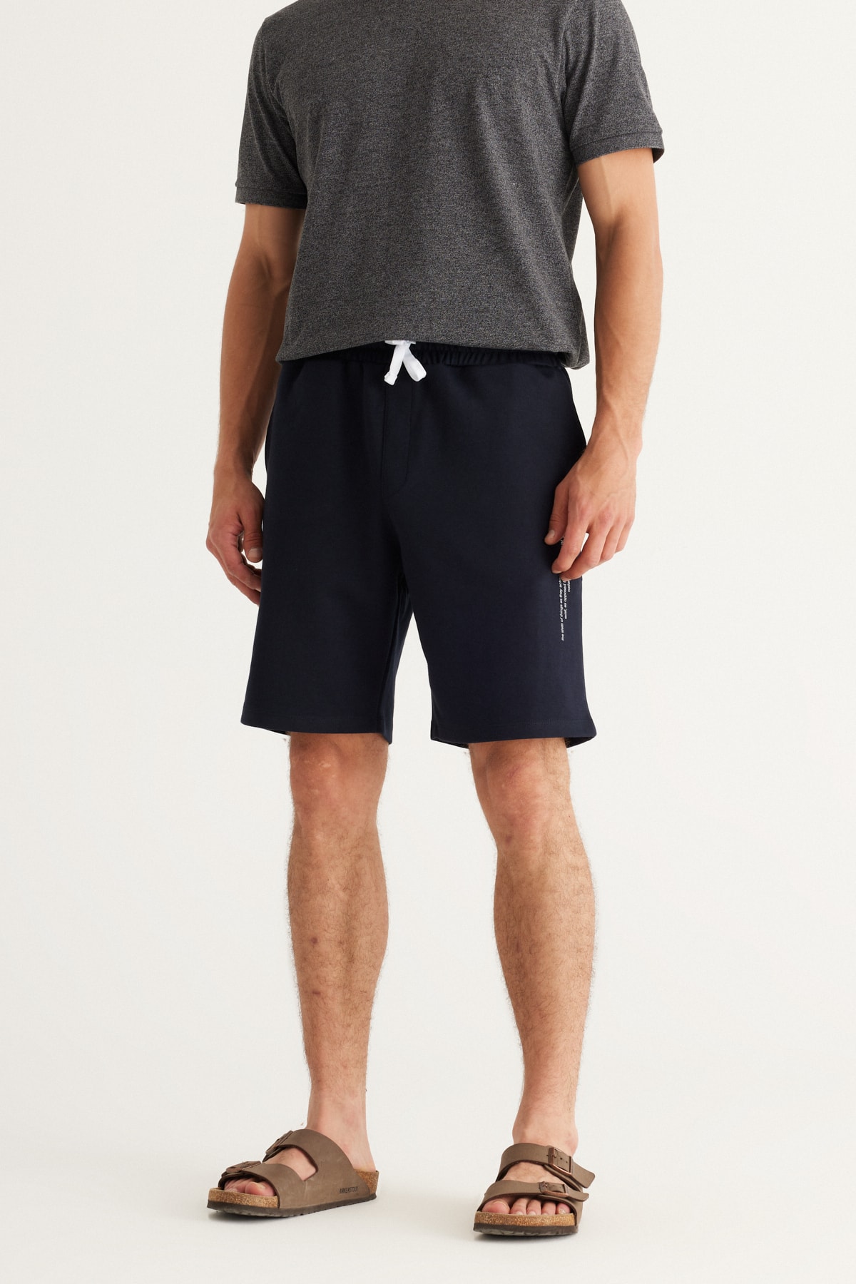 Levně AC&Co / Altınyıldız Classics Men's Dark Gray Standard Fit Normal Fit Pocket Comfort Knitted Shorts