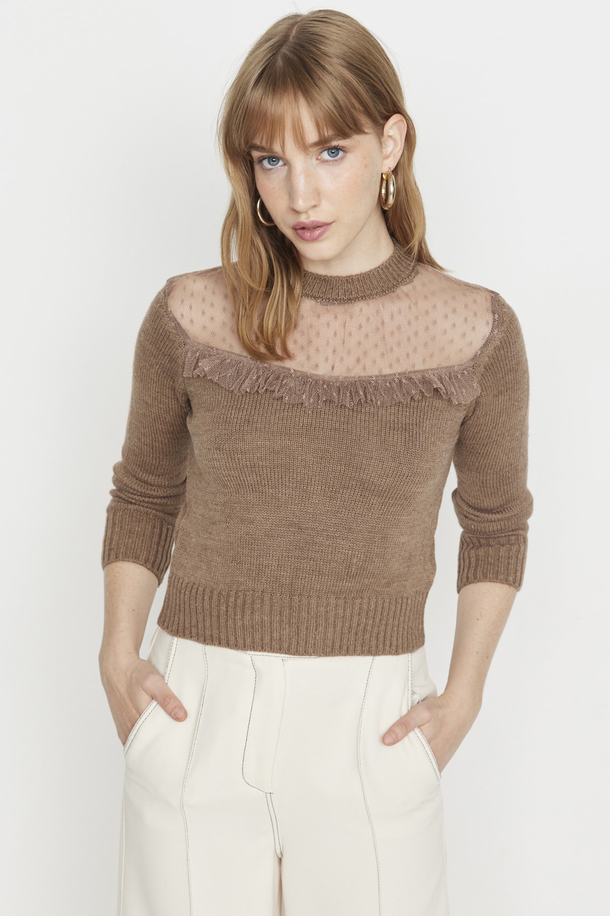 Trendyol Sweater - Beige - Regular fit