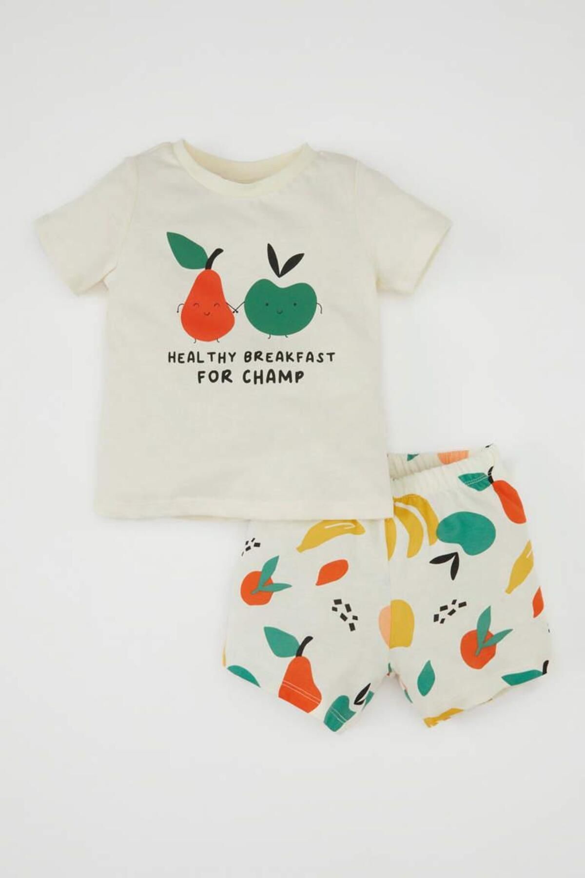 DEFACTO Baby Boy Printed Short Sleeve Combed Cotton Pajama Set