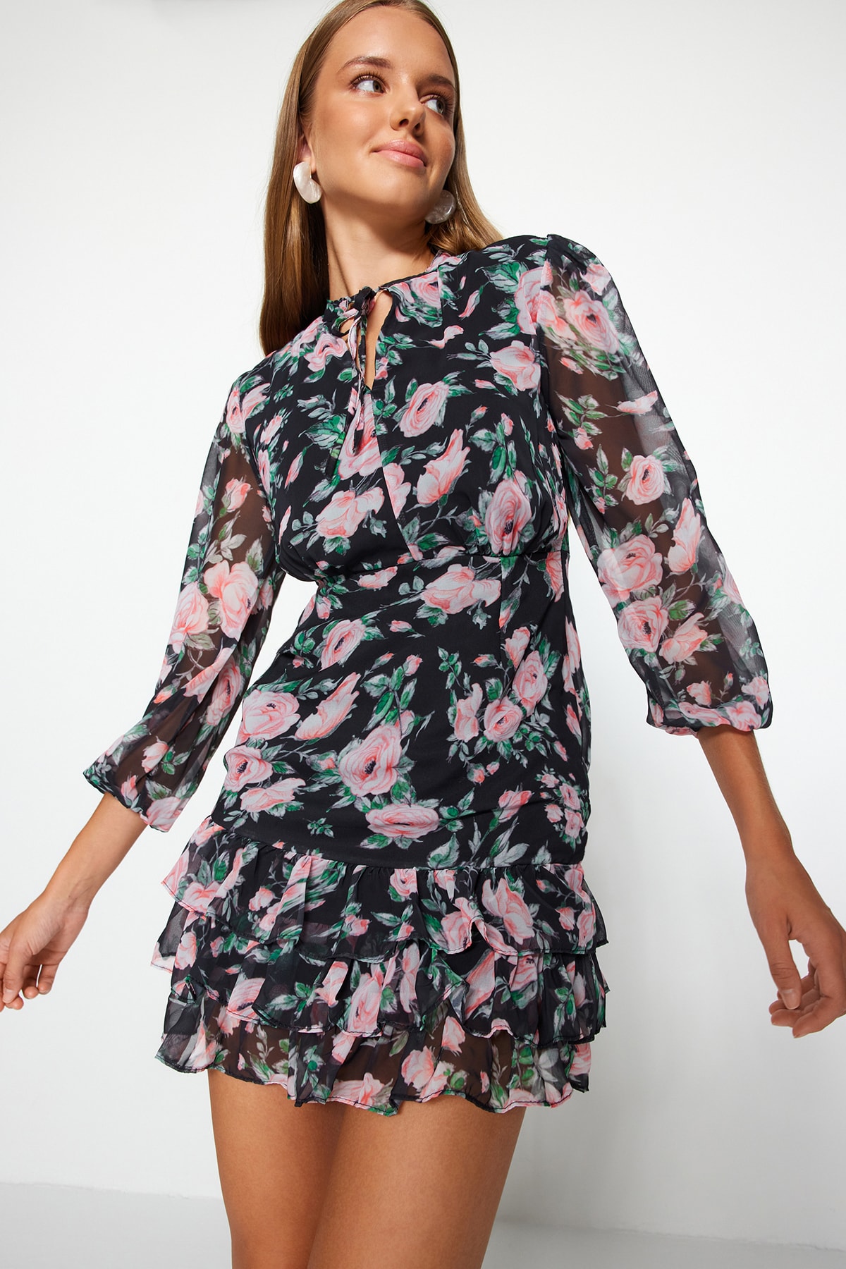 Rochie țesută Trendyol roz țesut