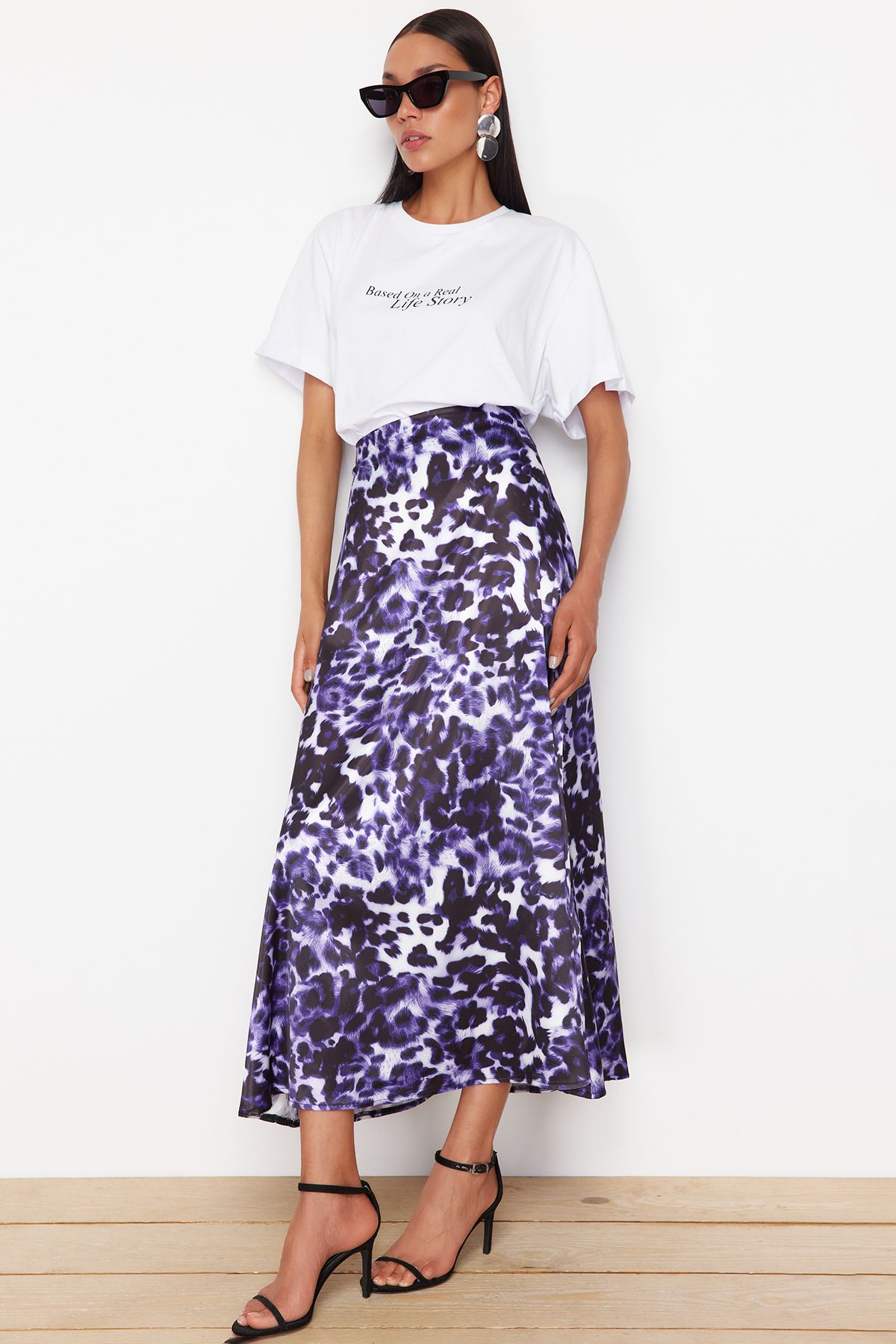 Trendyol Purple Patterned Maxi Length Woven Skirt