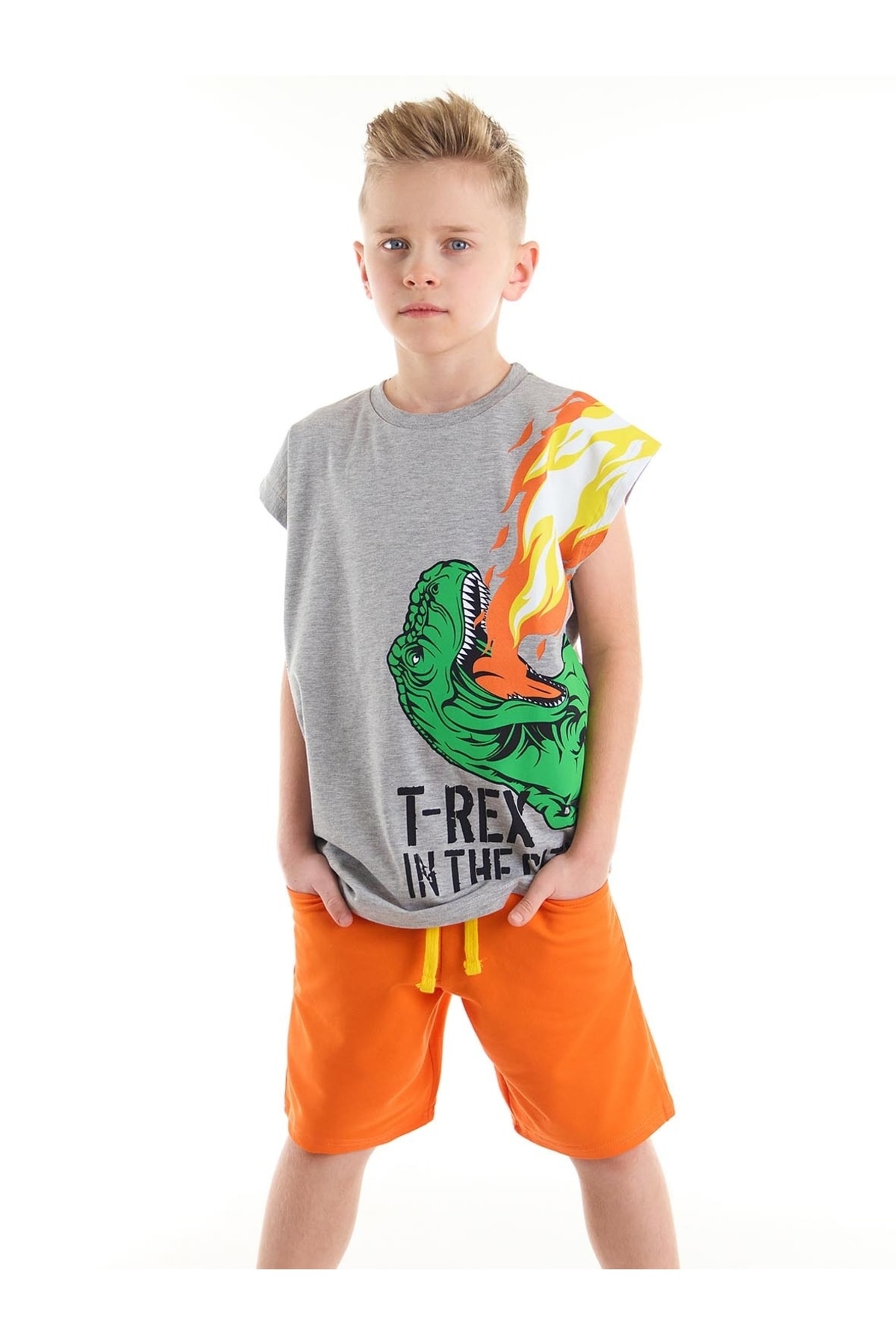 Mushi T-rex Flame Boy T-shirt Shorts Set