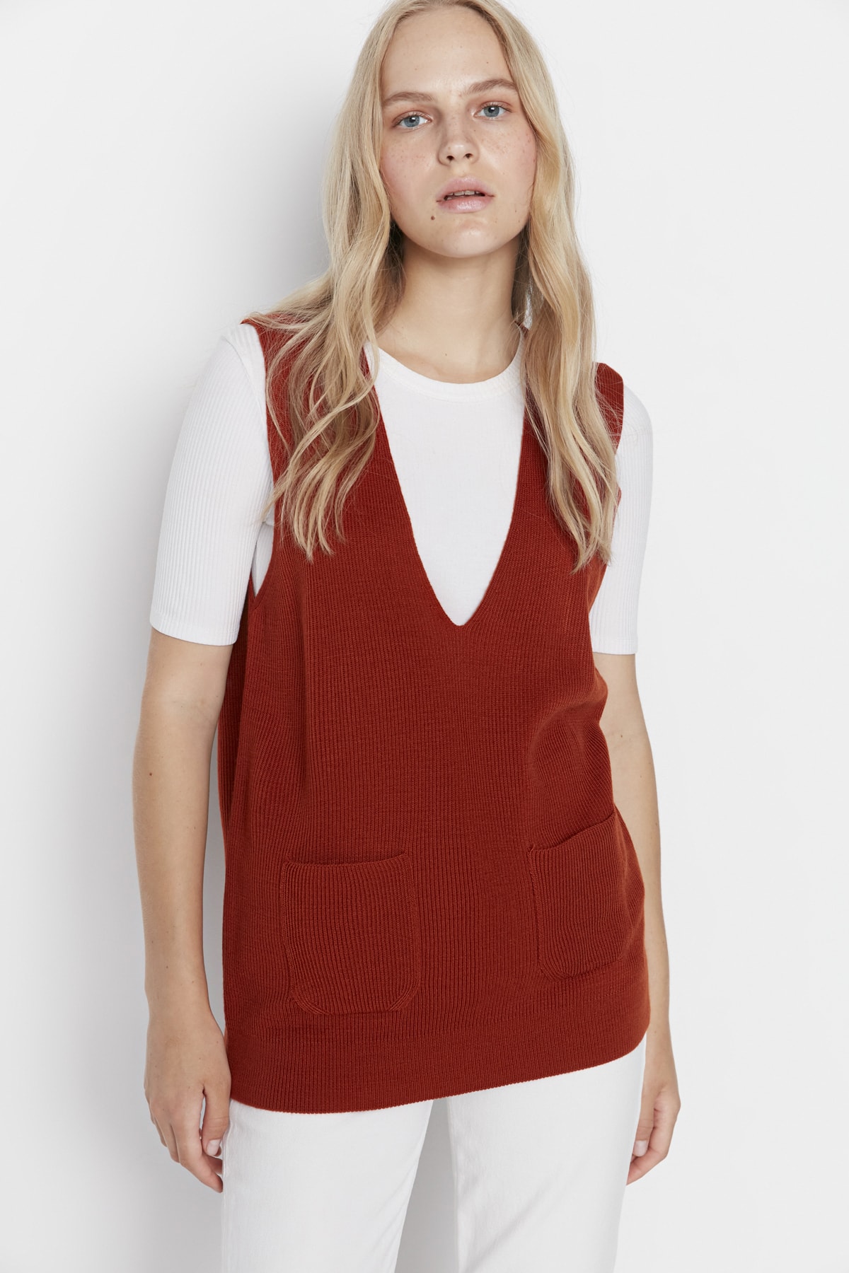 Trendyol Tile Pocket Detailed Knitwear Sweater