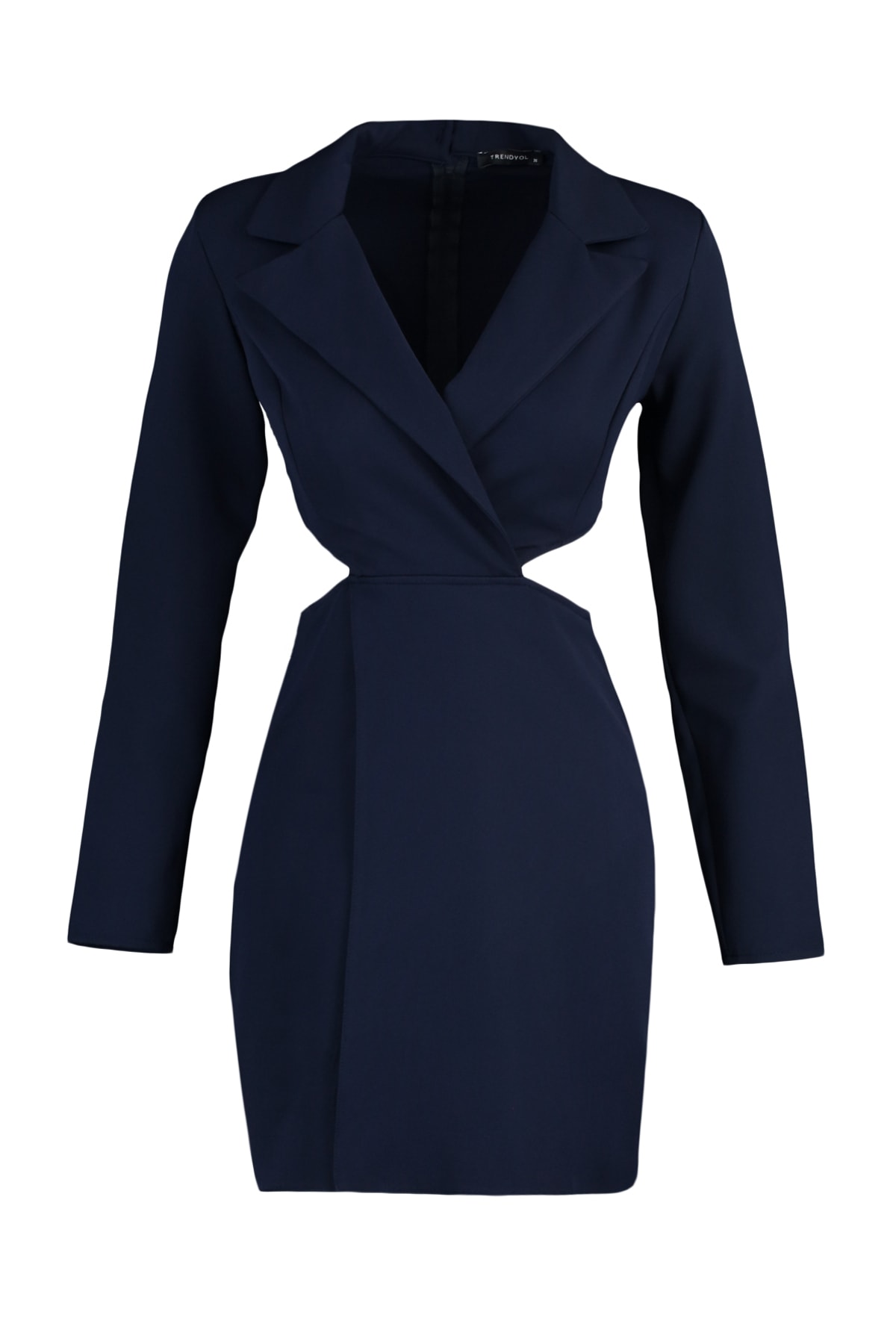 Trendyol bleumarin mini țesut decupat detaliu jachetă rochie țesută